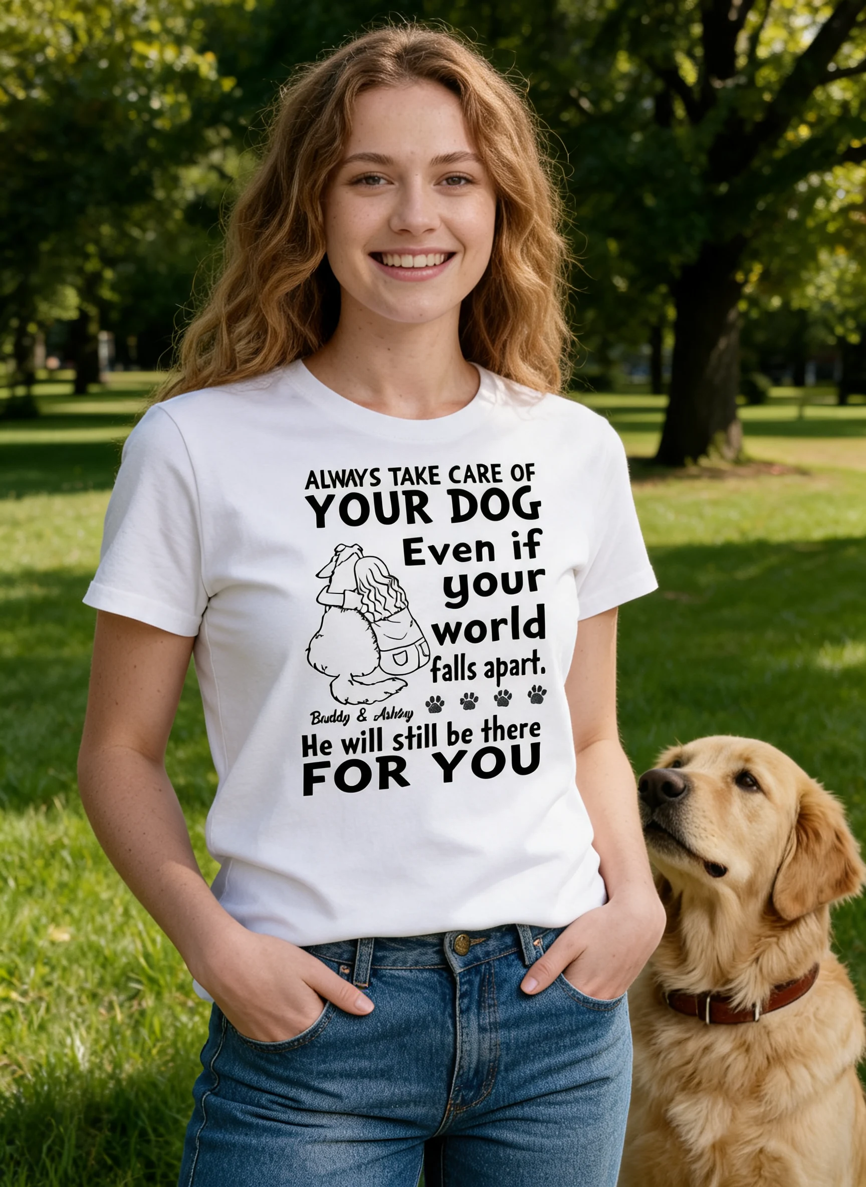 Always Take Care Of Your Dog Personalized Shirt β White
