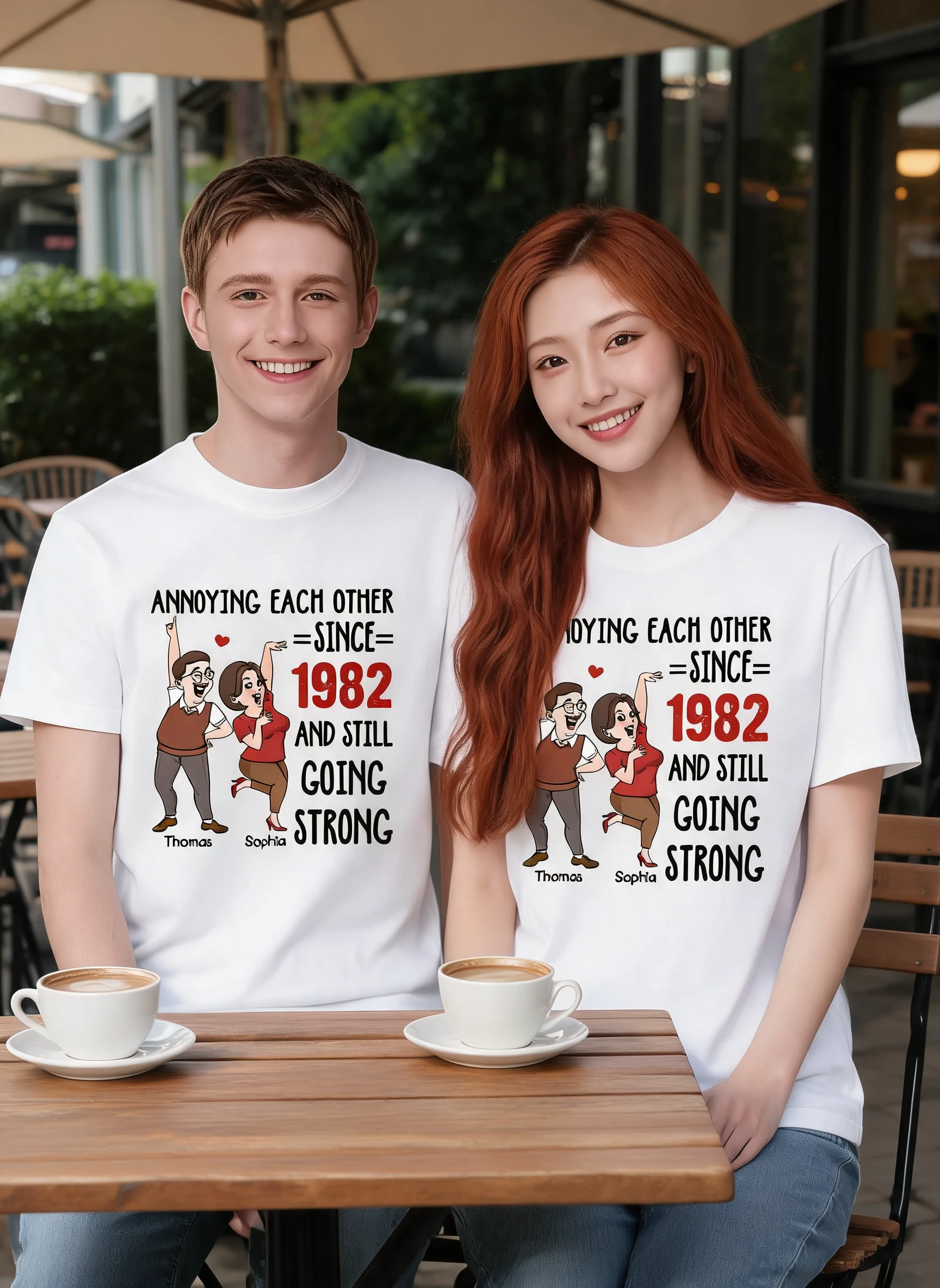 Annoying Each Other And Still Going Strong Funny Gift For Couple Personalized Shirt — White