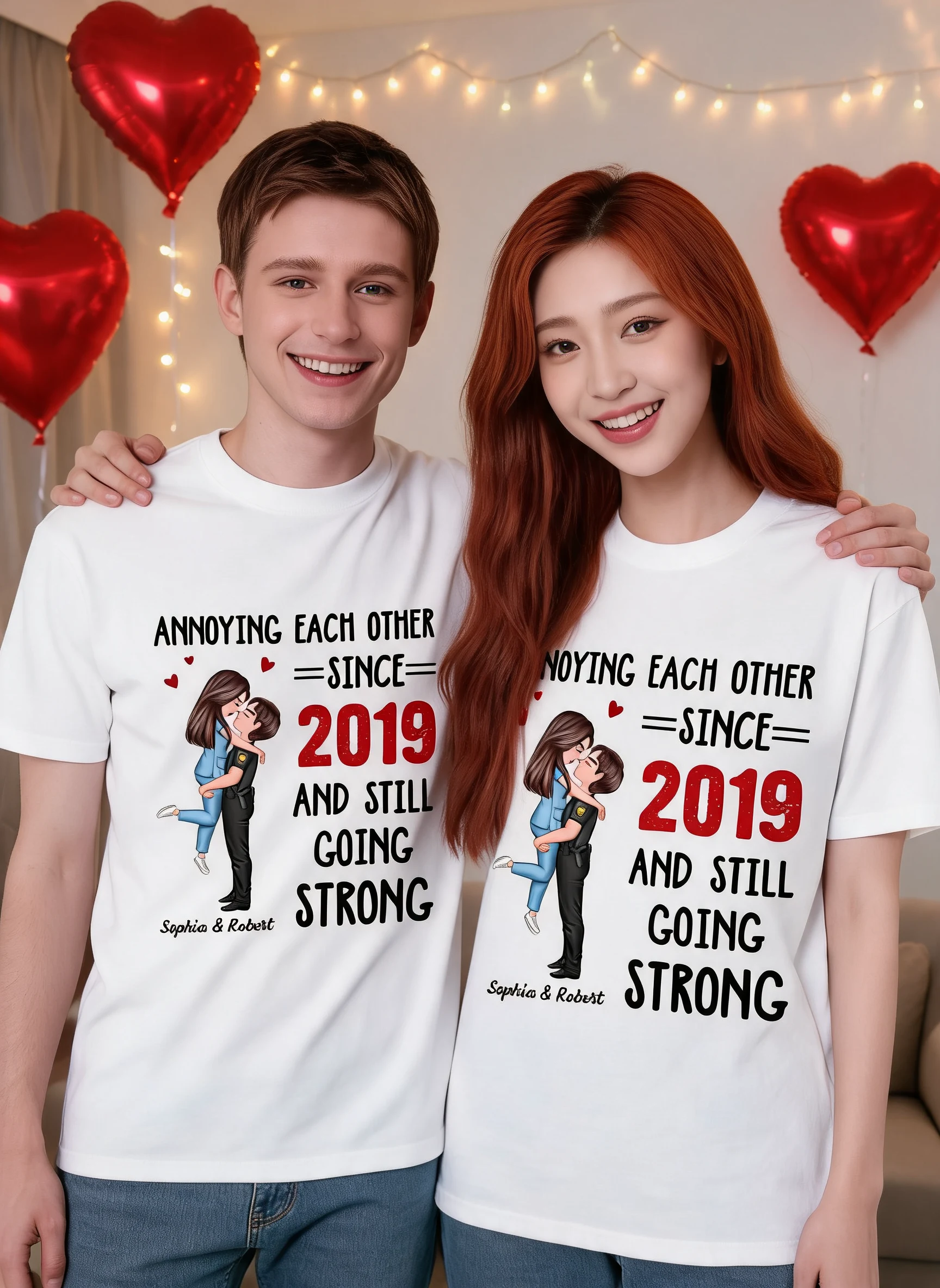 Annoying Each Other Couple Valentine's Day Gifts by Occupation Gift For Her Gift For Him Firefighter, Nurse, Police Officer Personalized Shirt — White