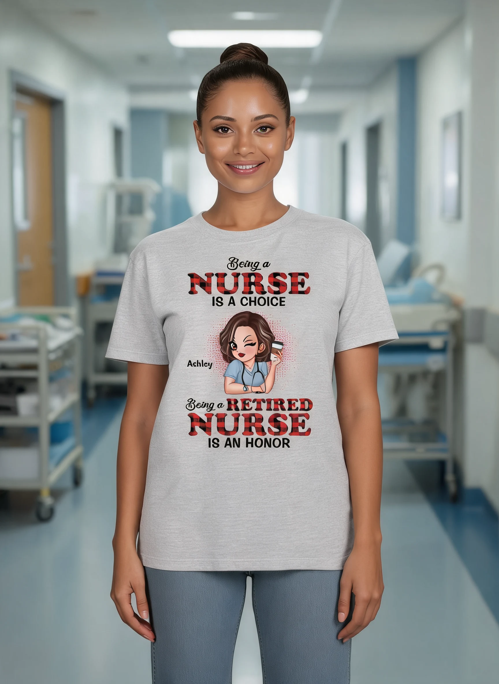 Being A Nurse Is A Choice, Being A Retired Nurse Is An Honor Personalized Shirt — Sport Grey