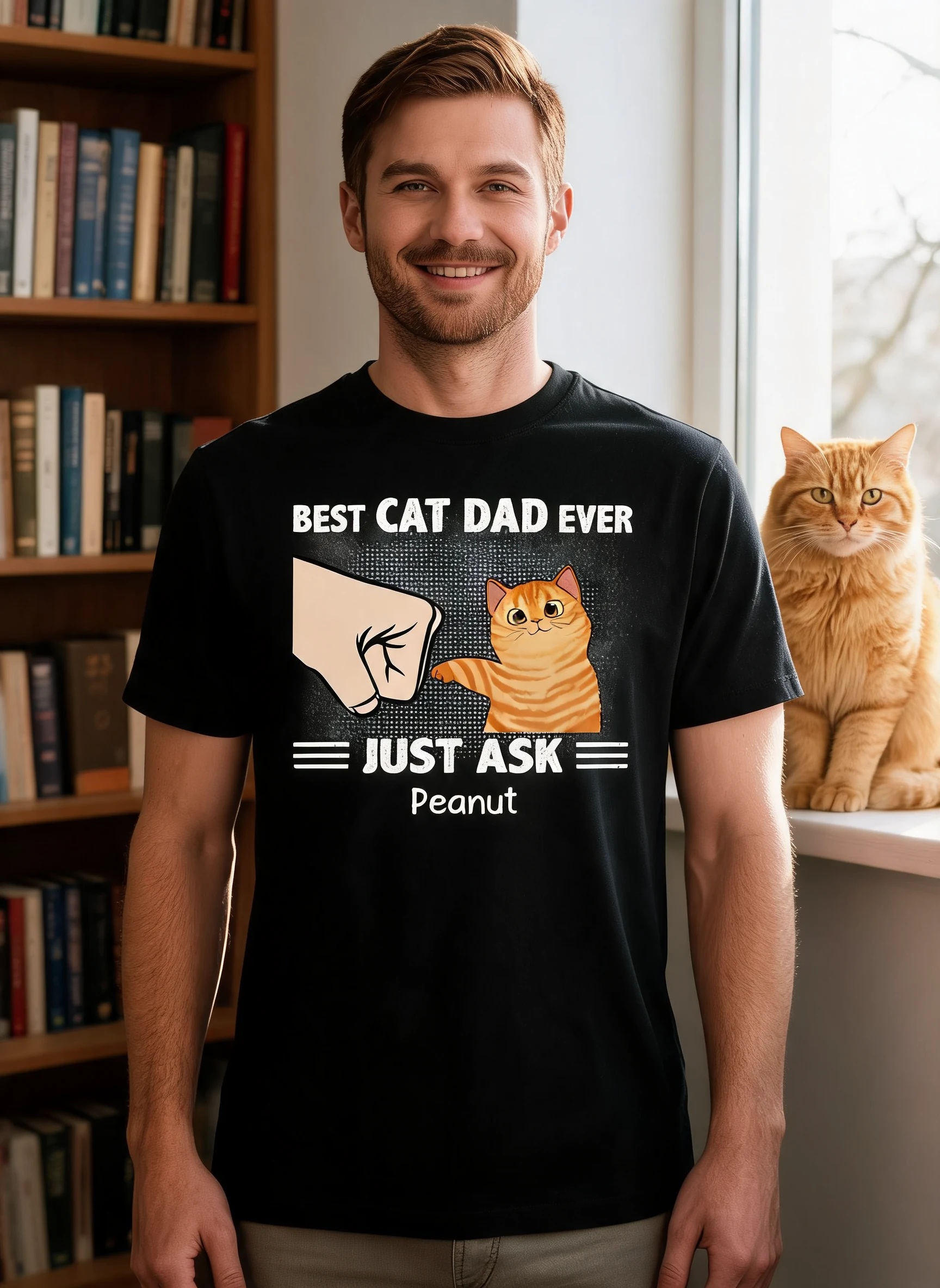 Best Cat Dad Ever Cool Gift For Cat Dad Personalized Shirt — Black