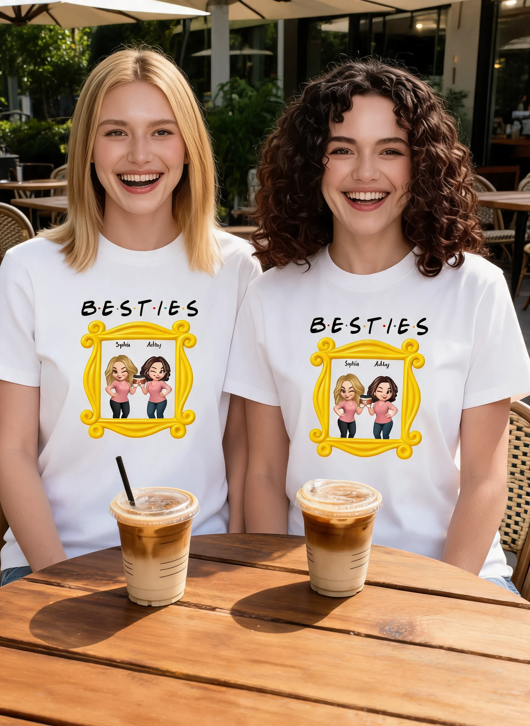 T-shirts assortis humoristiques personnalisés pour meilleurs amis, Sweat-shirts, Cadeau d'automne pour meilleurs amis — Blanc
