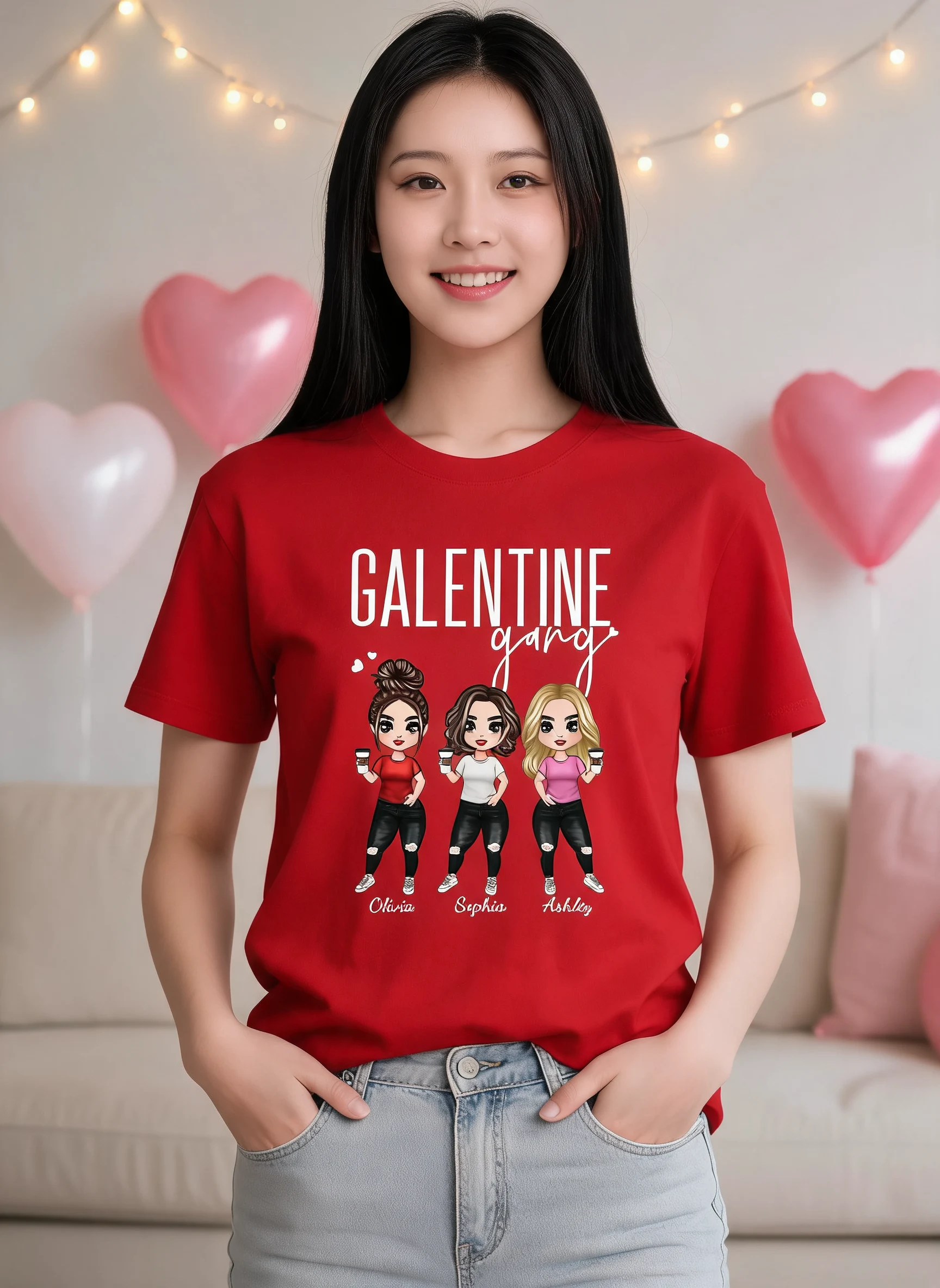 Besties Galentine Gang Valentine's Day Gift For Best Friends Personalized Shirt — White