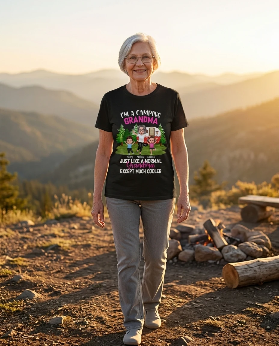 Camping Happy Grandma Grandkids Personalized Shirt β White