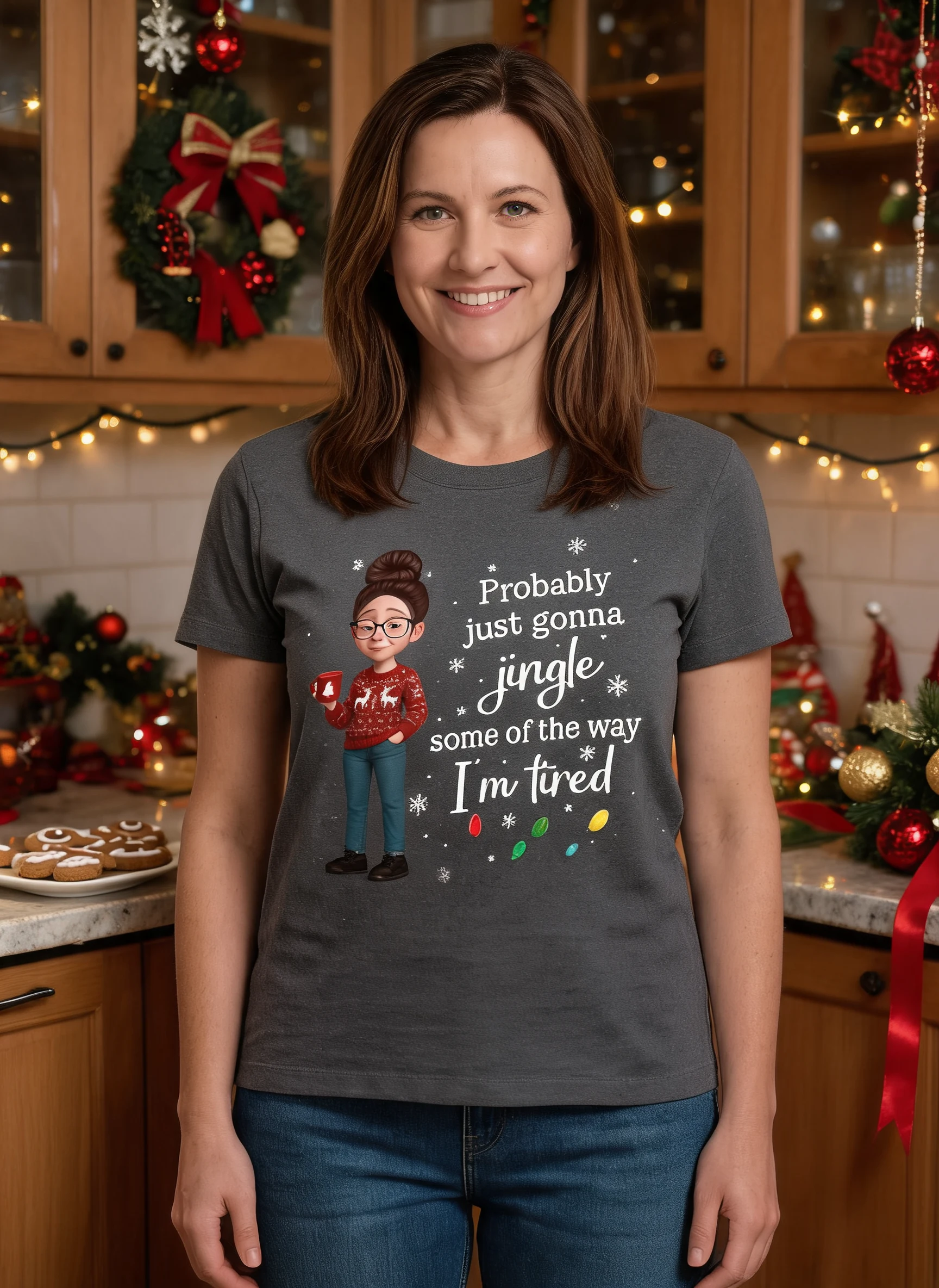 Christmas Jingle Song Probably Just Gonna Jingle Some Of The Way I'm Tired - Personalized Shirt - Funny Gift For Mom — Sport Grey