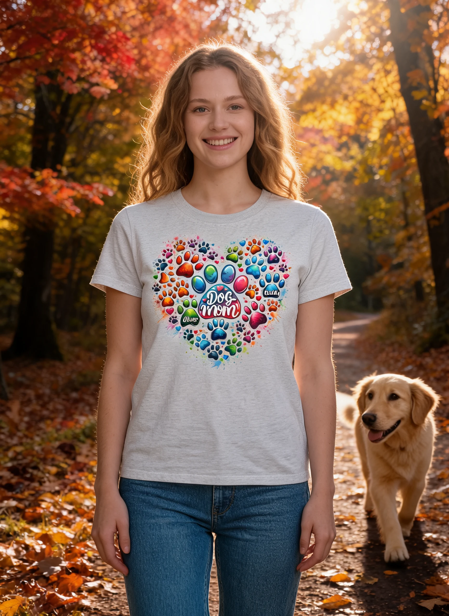 Camiseta personalizada Corazón y Pata Colorida, Regalo de moda para mamás de perros — Gris deportivo
