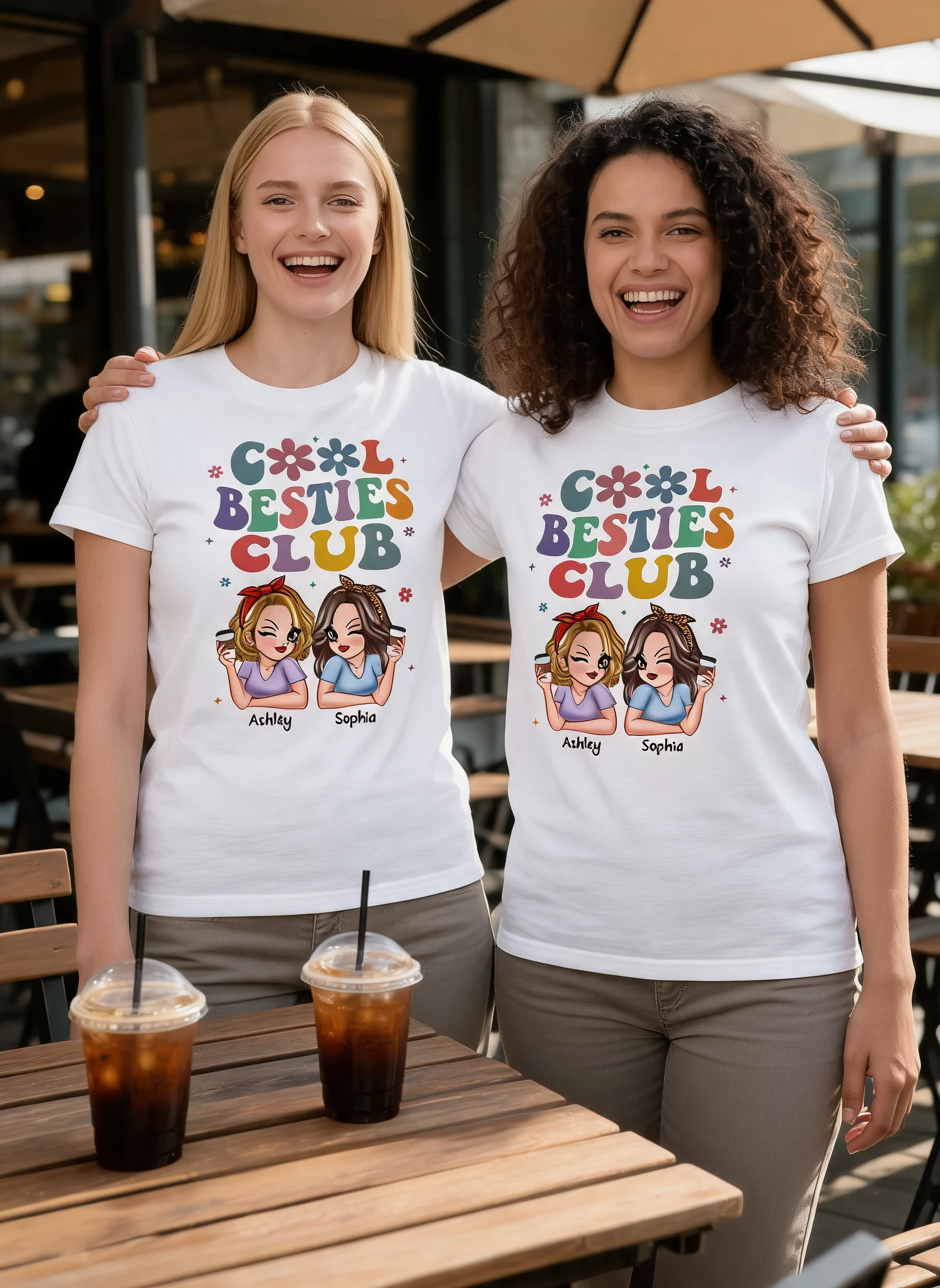 Cool Sisters Besties Club Personalized Shirt — White