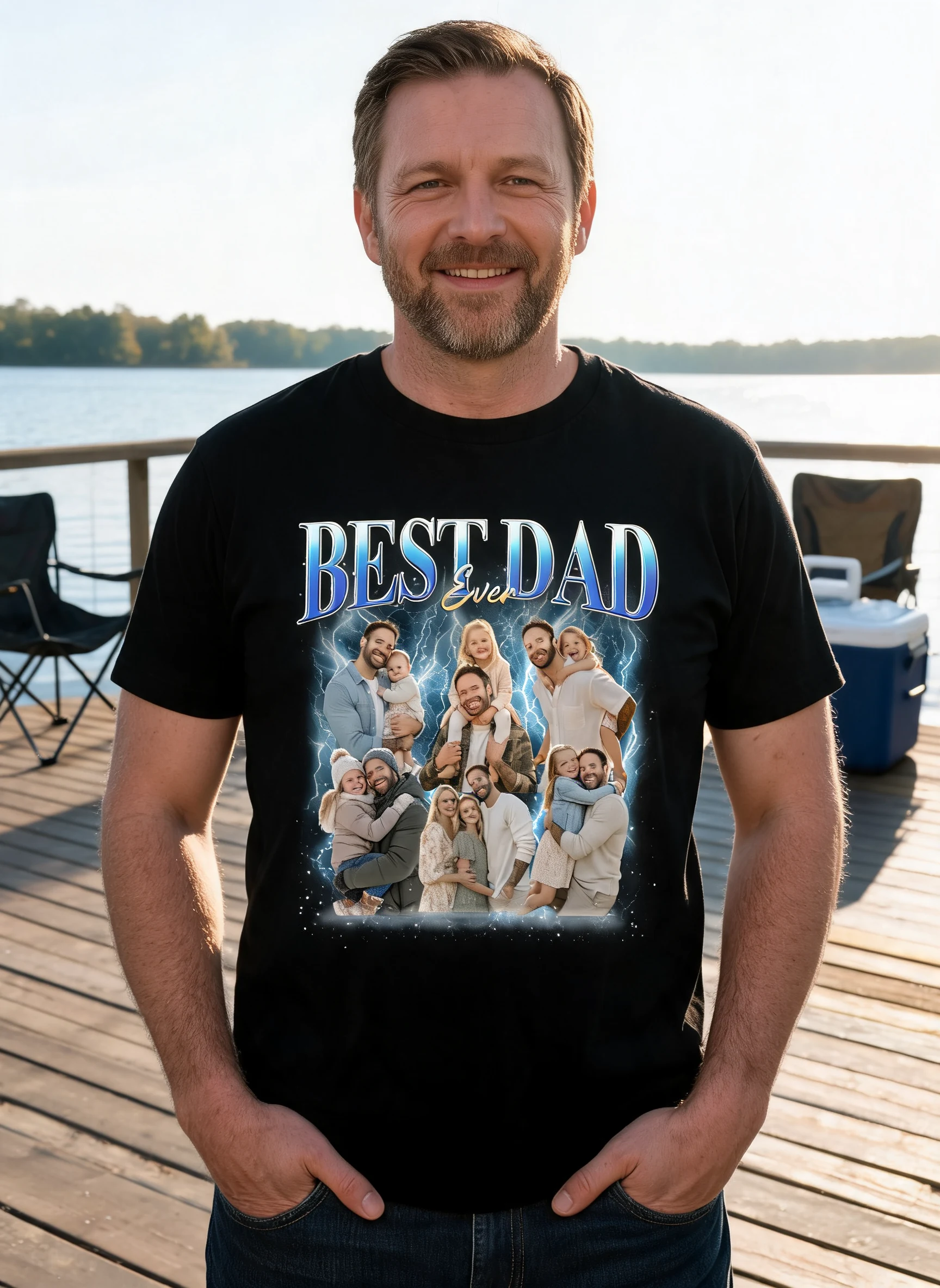 Custom Dad Photo 2026 Father's Day - Personalized Shirt - Gift for Dad, Husband — Black