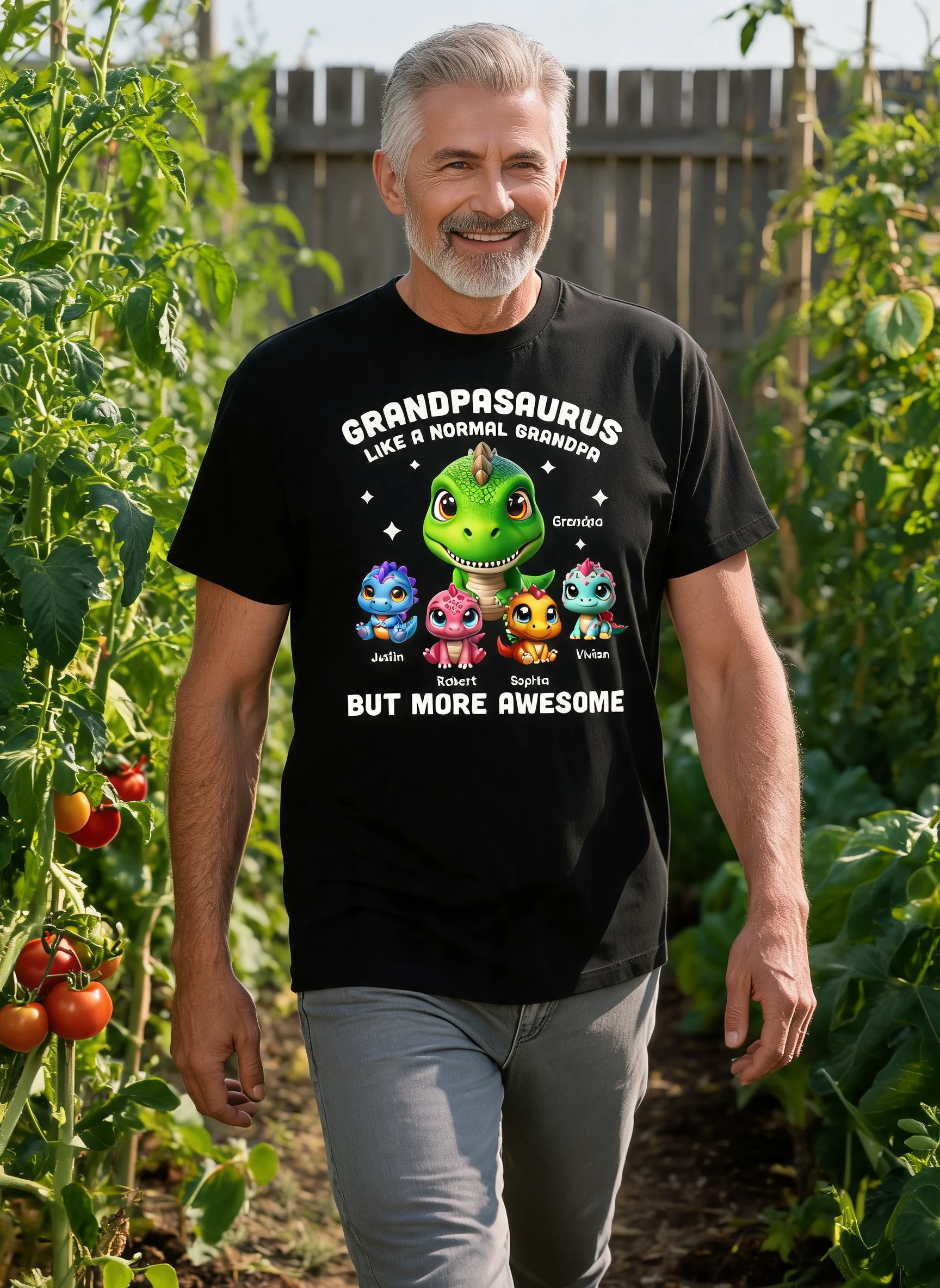 Daddysaurus Grandpasaurus 3D Dinosaurs Personalized Shirt, Father's Day Gift For Dad, For Grandpa — Black