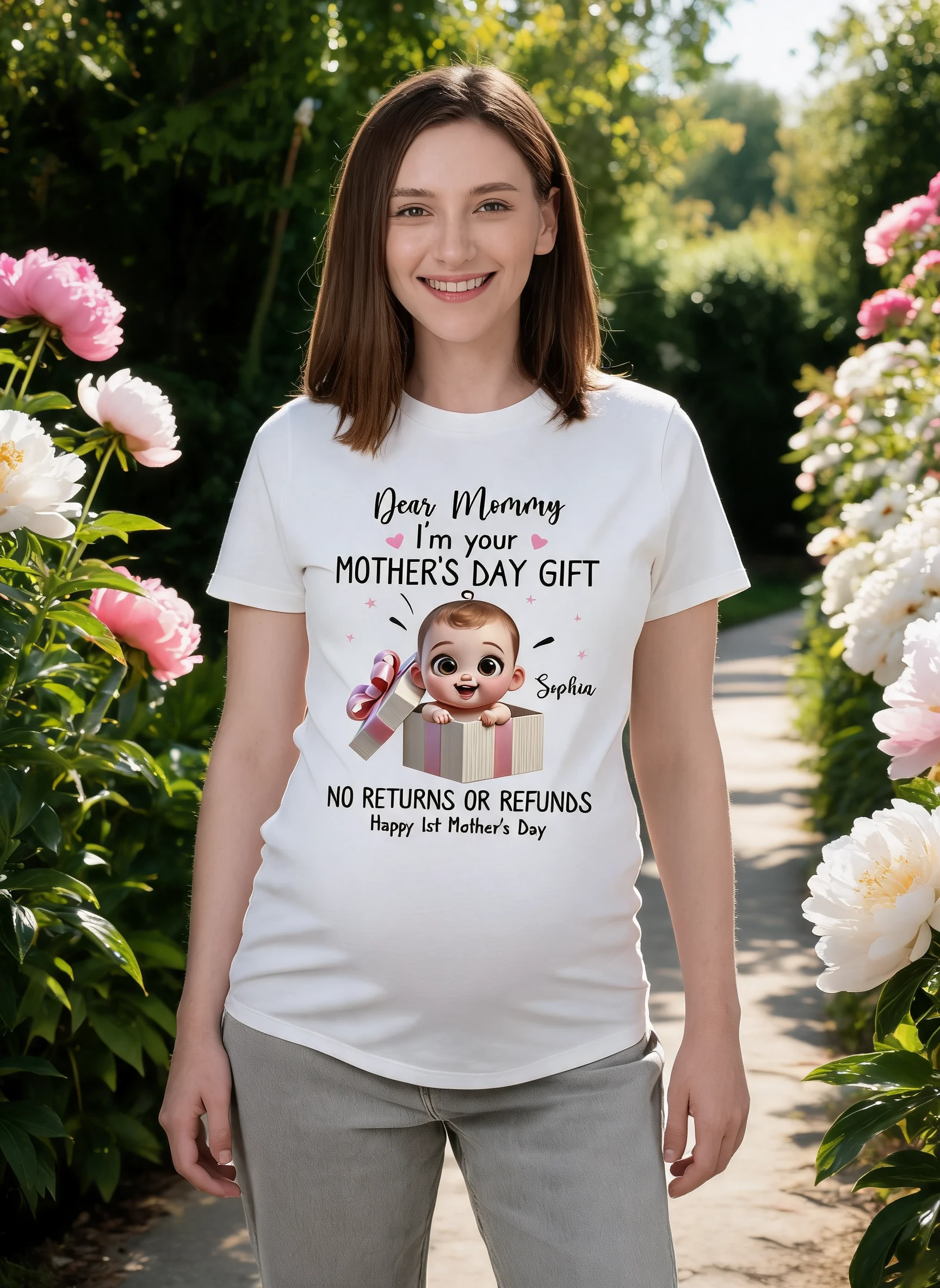 Dear Mom I'm Your Gift New Mom Gift Personalized Shirt, Funny Gift For Wife, Adorable Gift for New Moms — White