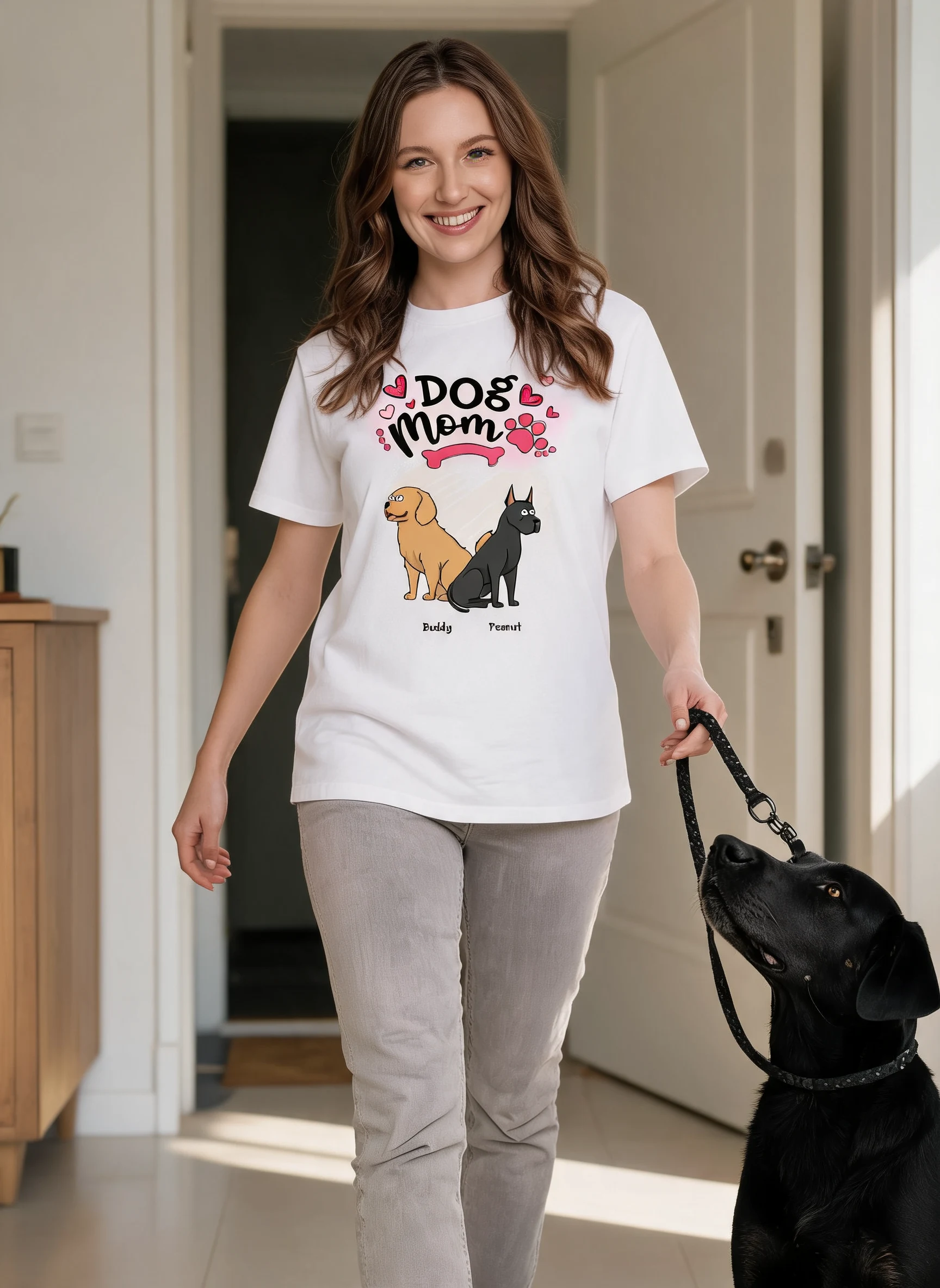 Dog Mom Doodle Funny Cartoon Dogs Personalized Sweatshirt — White