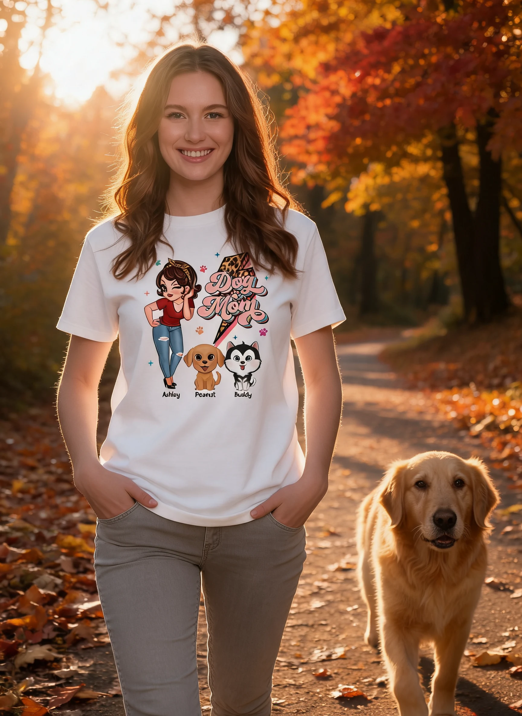 Dog Mom Retro Leopard Lightning Personalized Shirt — White