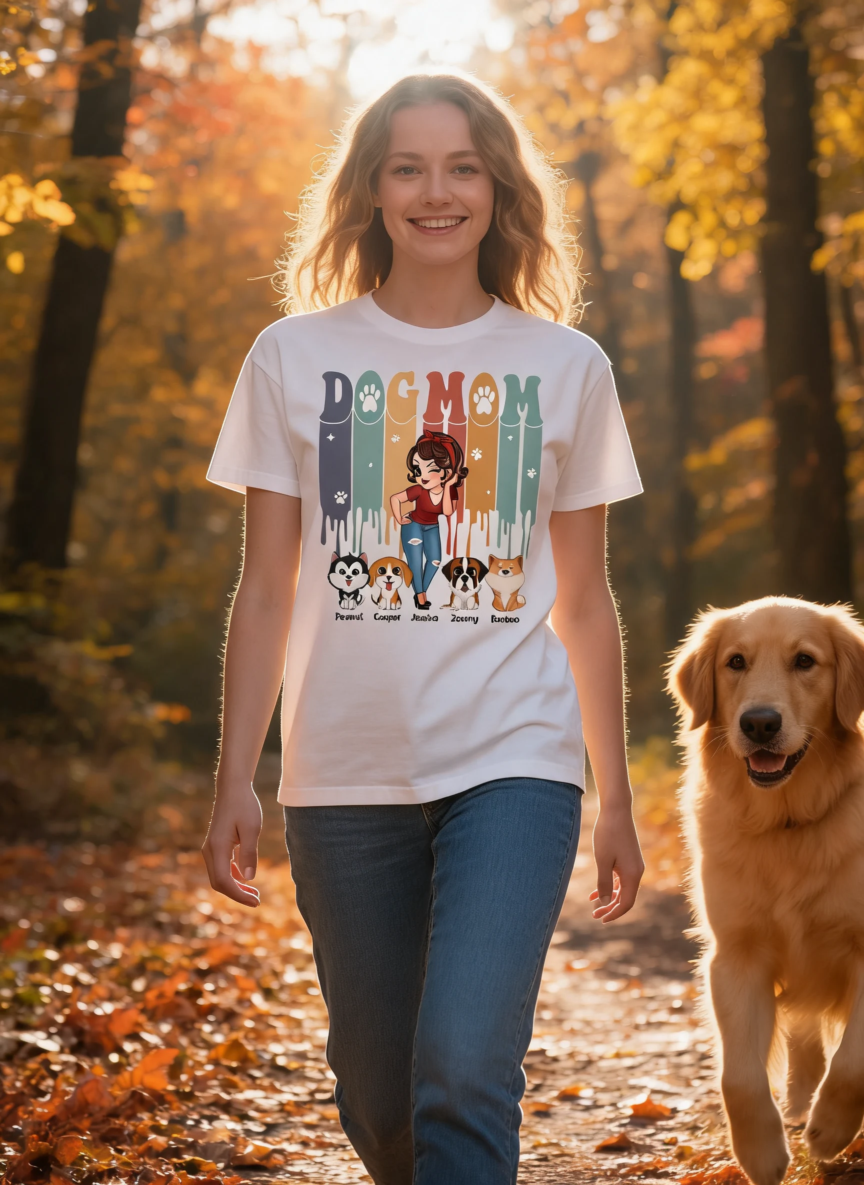 Dog Mom Retro Vintage Melting Personalized Shirt — White