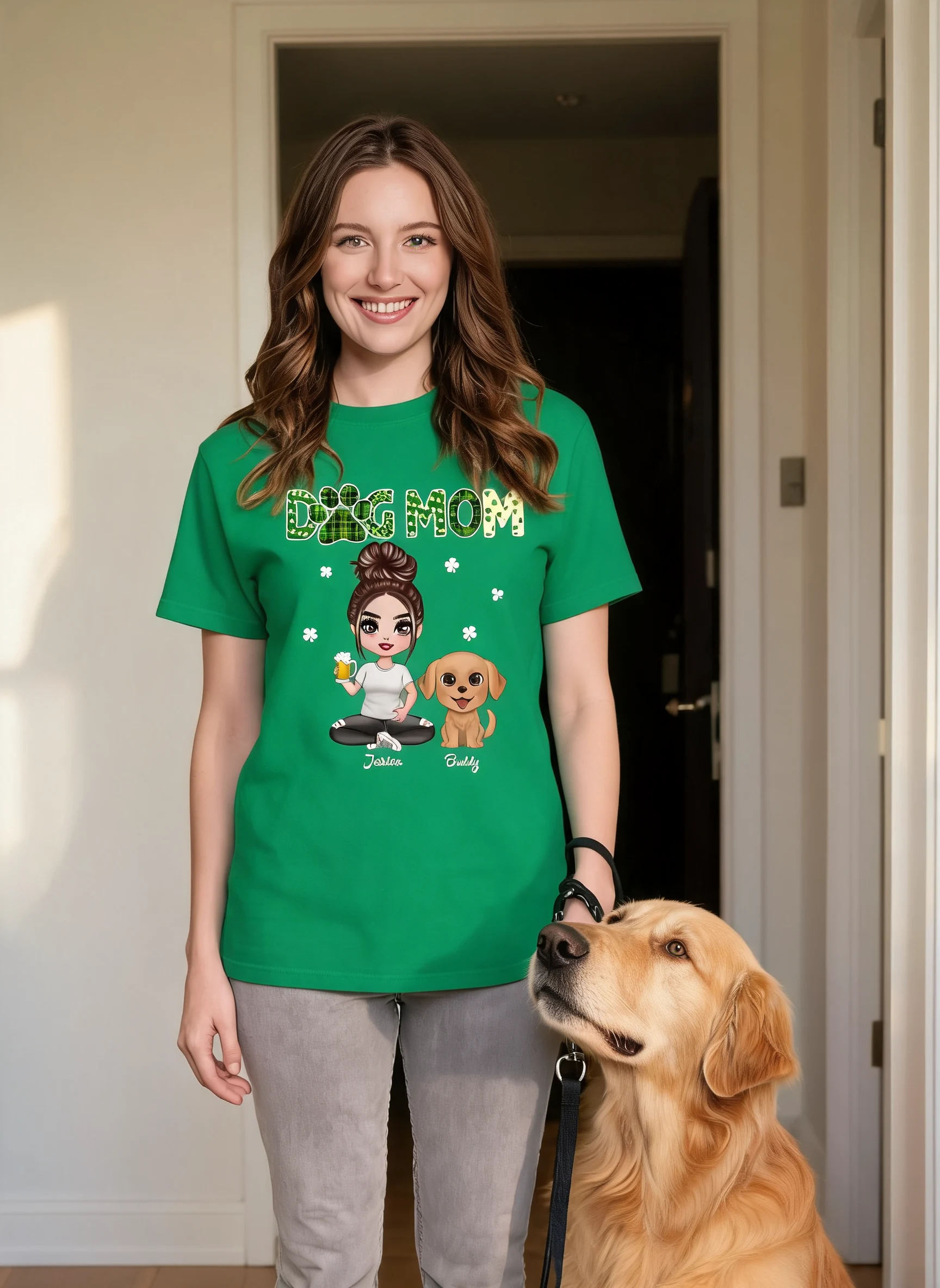 Dog Mom St. Patrick's Day Personalized Shirt — White