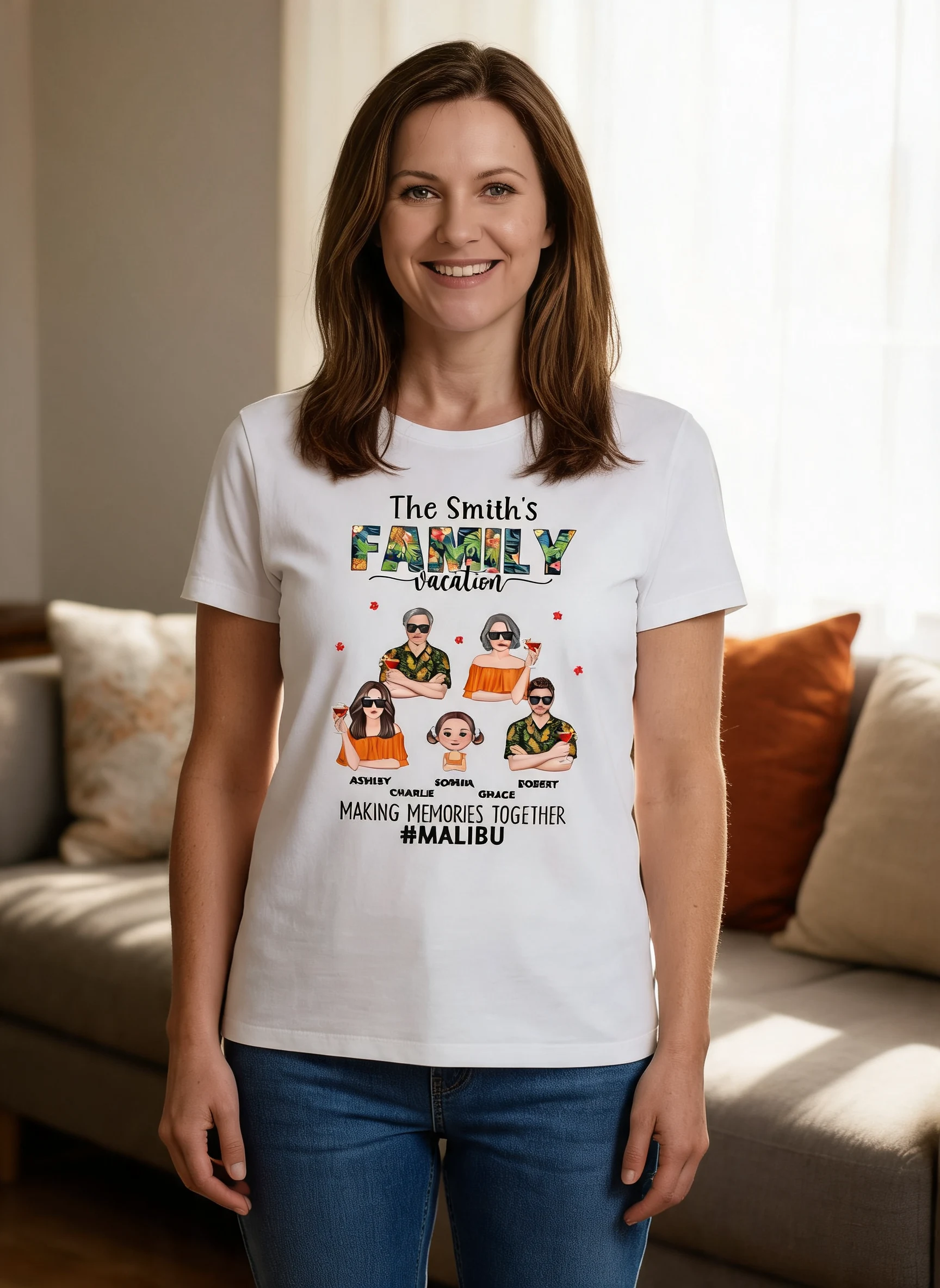 Camiseta Personalizada de Vacaciones de Verano en Familia — Blanco