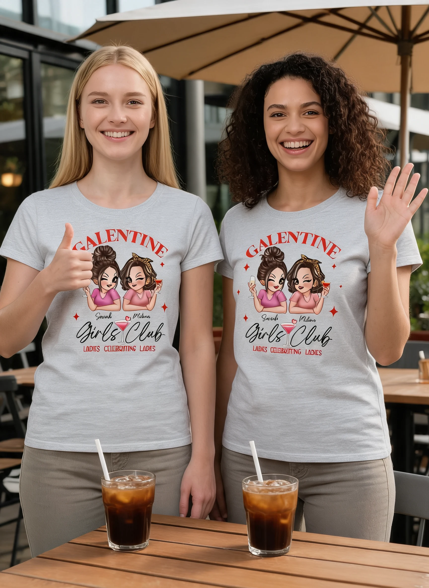 Galentine Girls Club Pretty Girls Personalized Shirt, Shirt, Social Club, Besties Gift — Sport Grey