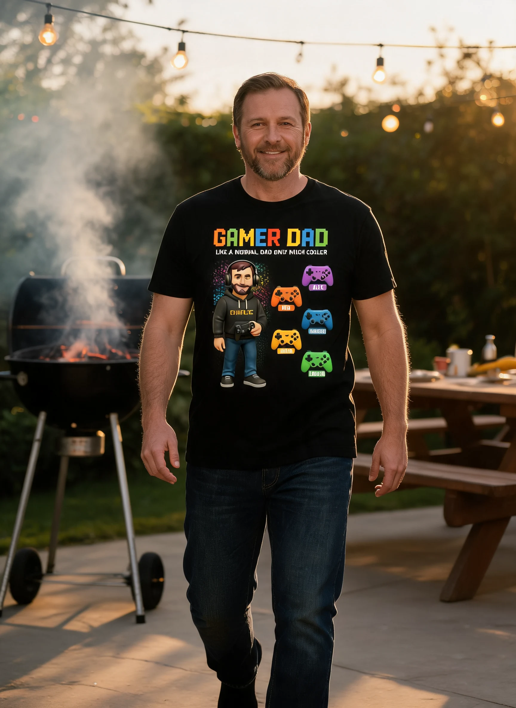 Gamer Dad Cooler Personalized Shirt, Father's Day gift for Gamer Dad, Gift for Husband — Black
