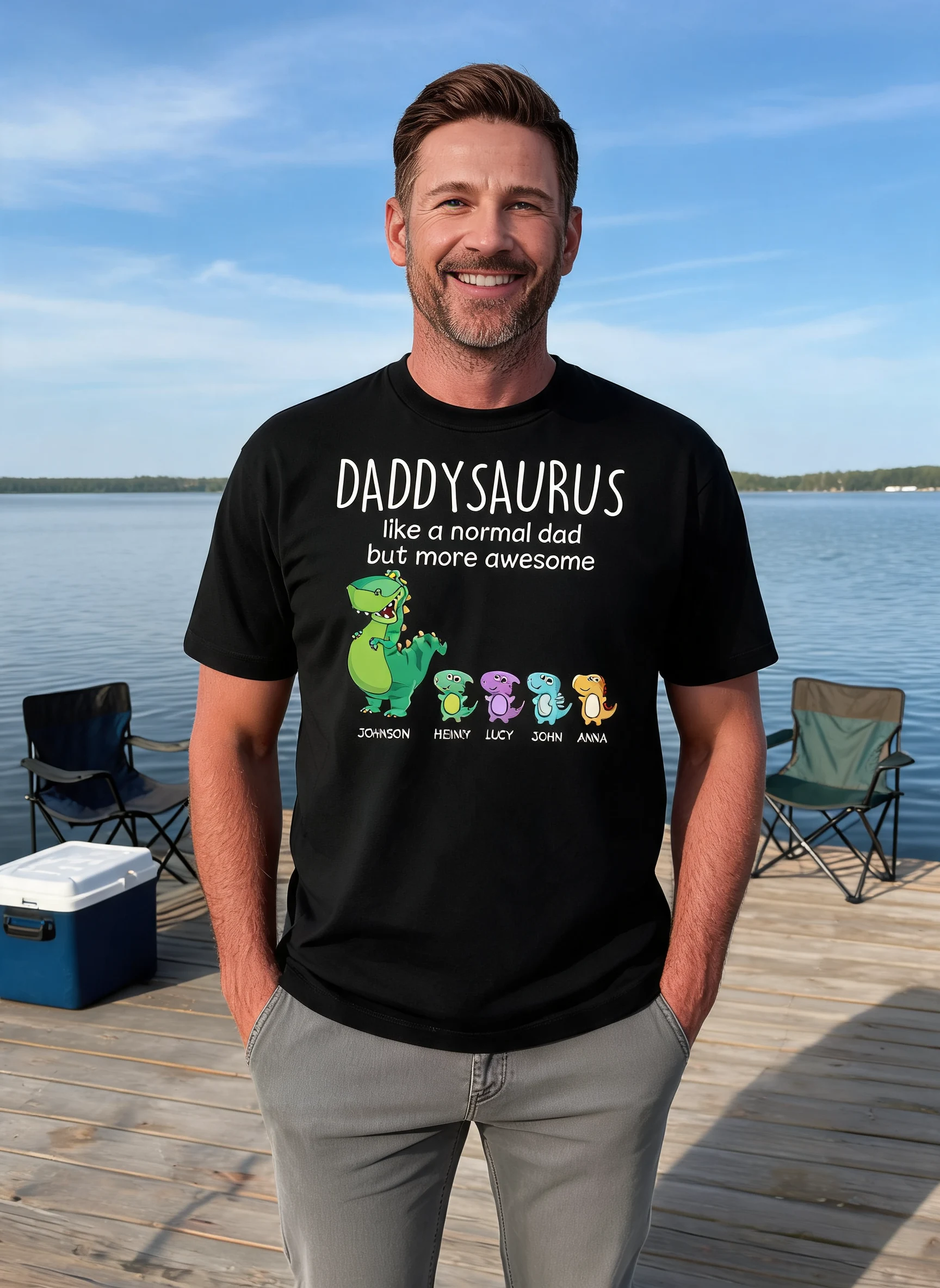 Grandpasaurus And Kids Personalized Shirt — Black