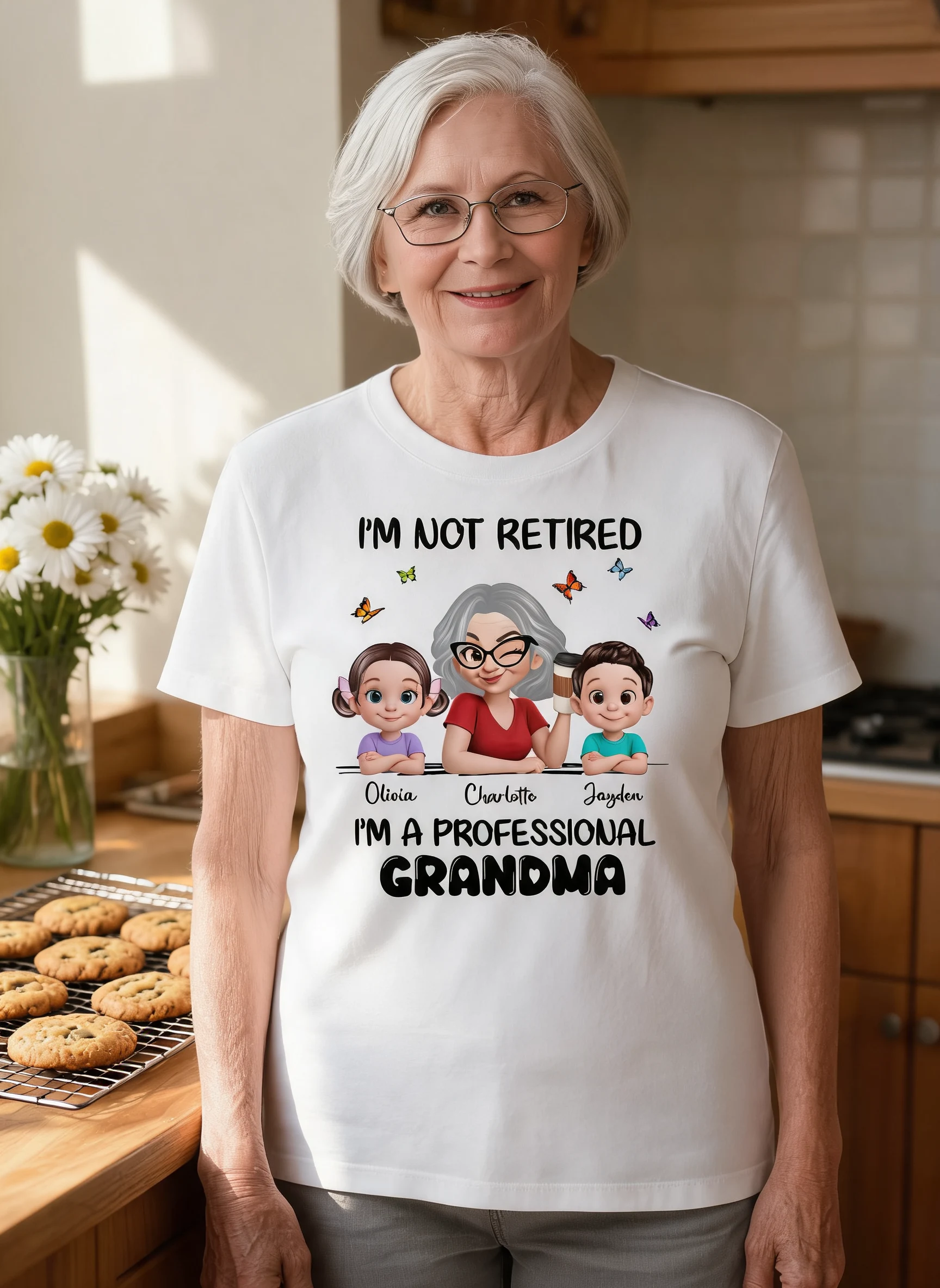 Happy Retired Professional Grandma - Personalized Shirt - Funny Retirement Gift, Gift For Grandma, Mom — White