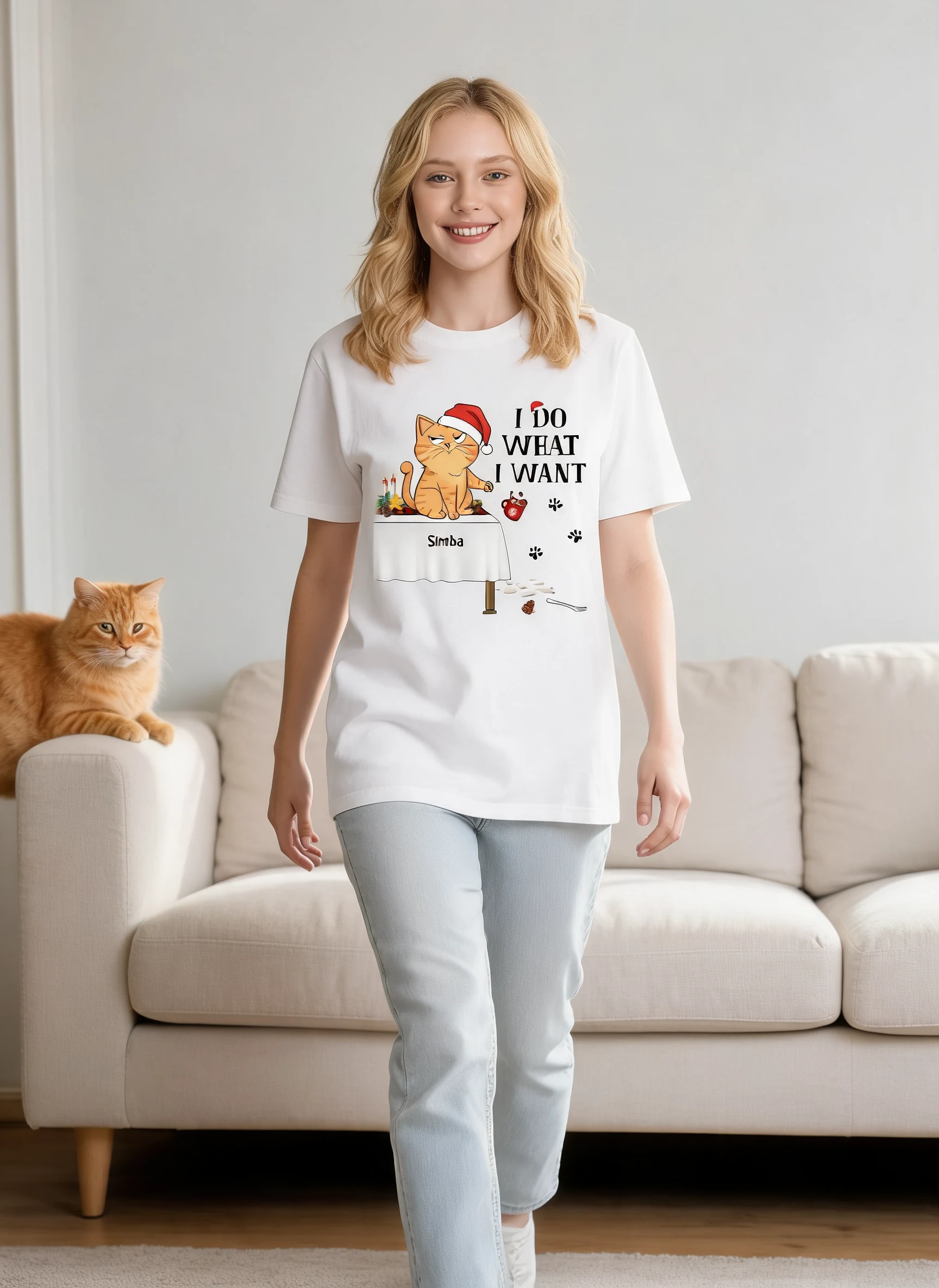 Je Fais Ce Que Je Veux Expression Drôle De Chats T-Shirt Personnalisé — Blanc