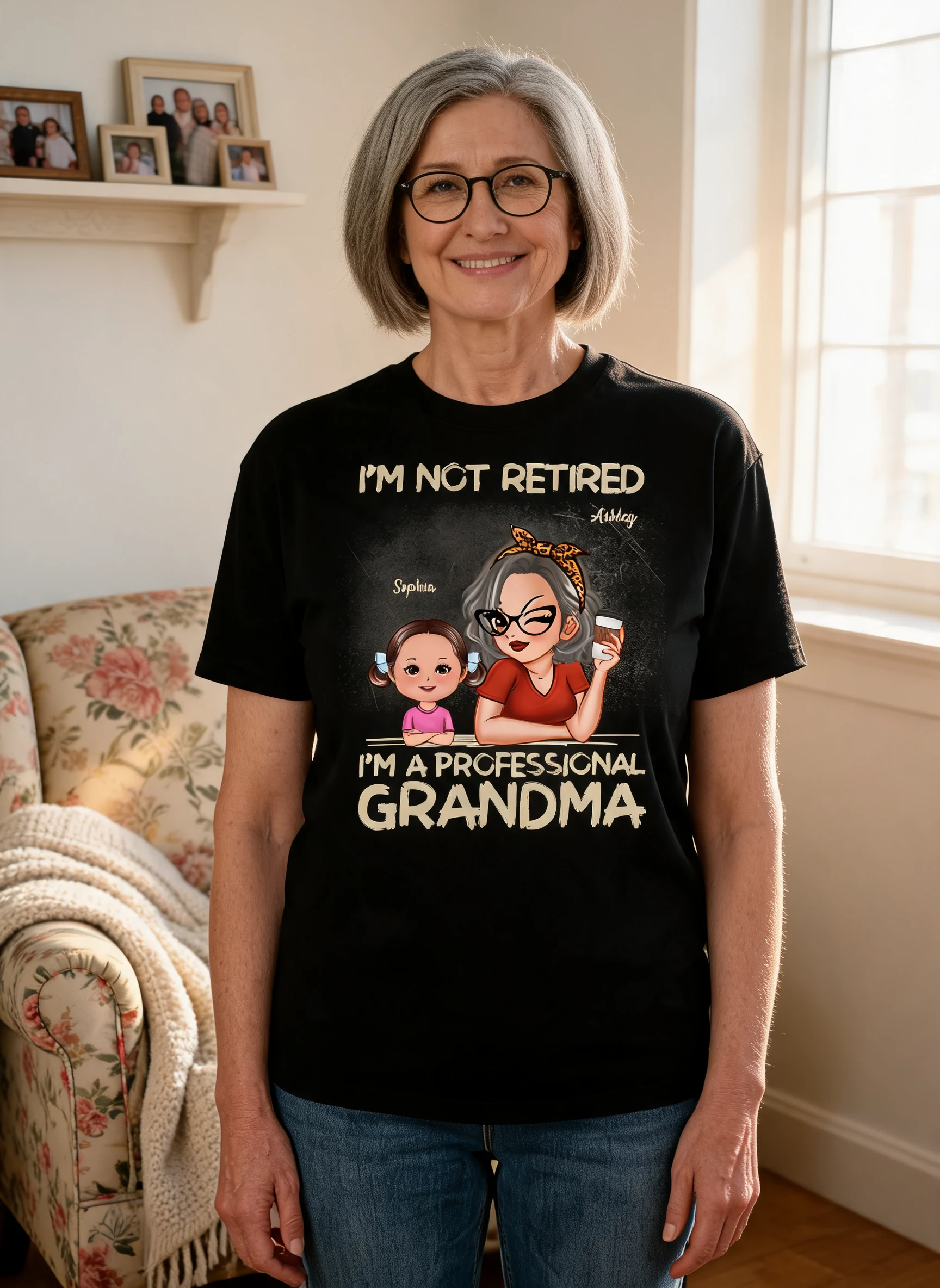 I'm Not Retired I'm A Professional Grandma Personalized Dark Color Shirt, Retirement Gift For Grandma — Black