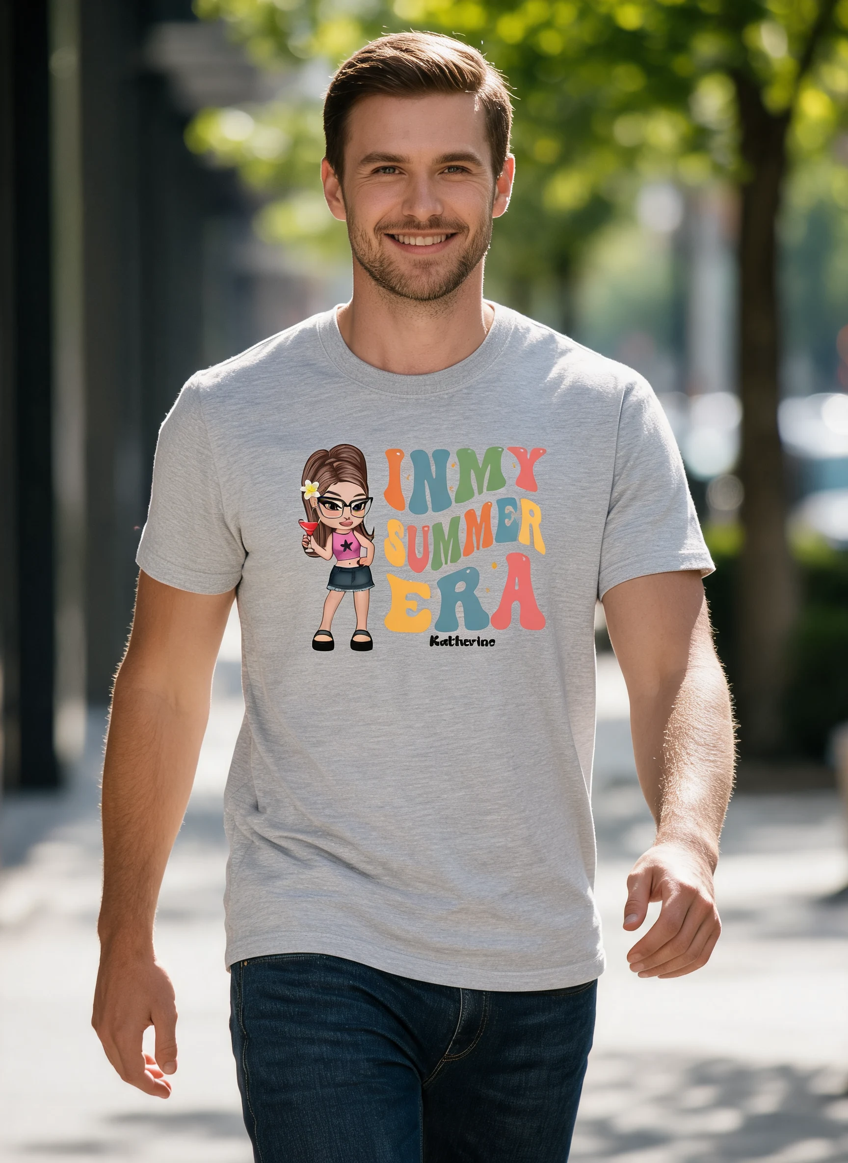 In My Summer Era Y2K Style Personalized Shirt β Sport Grey