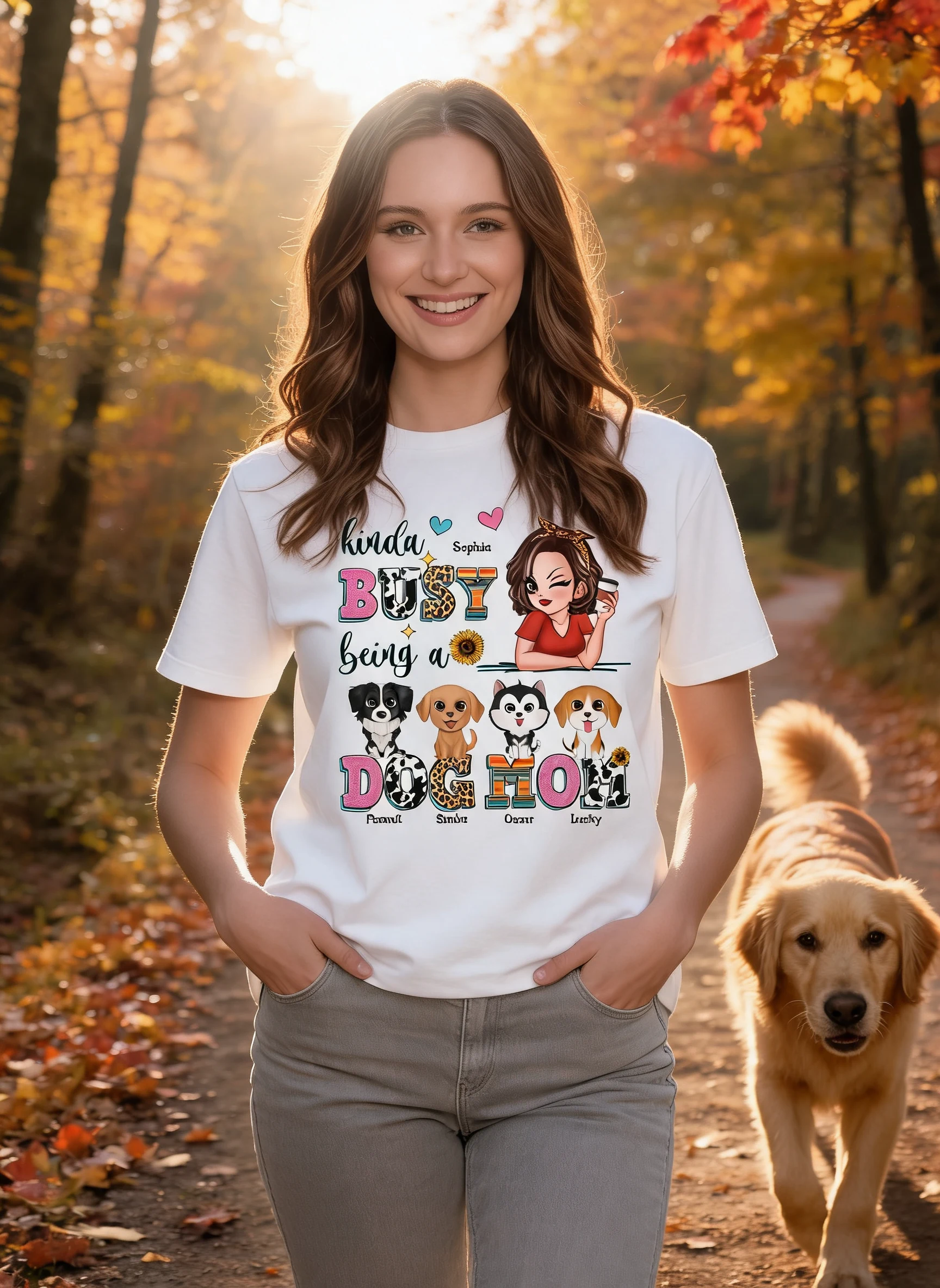 Kinda Busy Being A Dog Mom Personalized Shirt — White