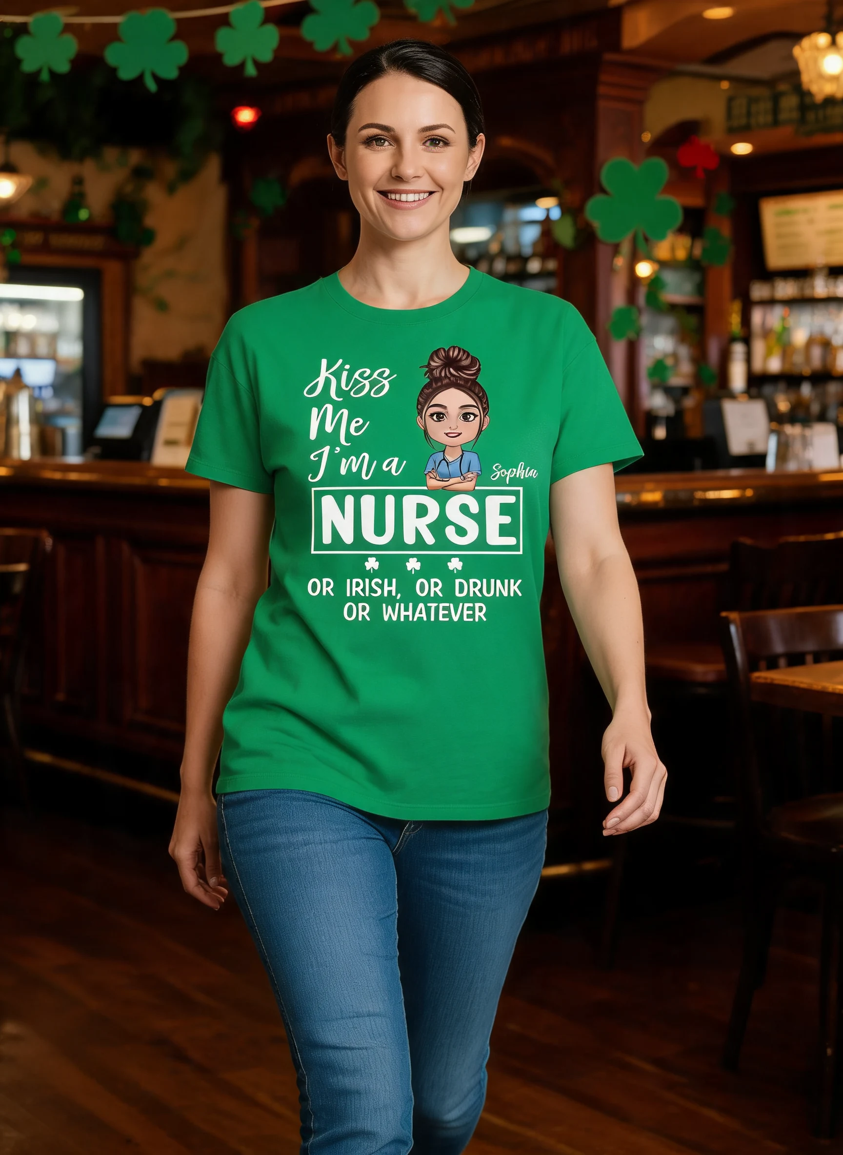 Kiss Me Occupation Title St. Patrick's Day Personalized Shirt — White