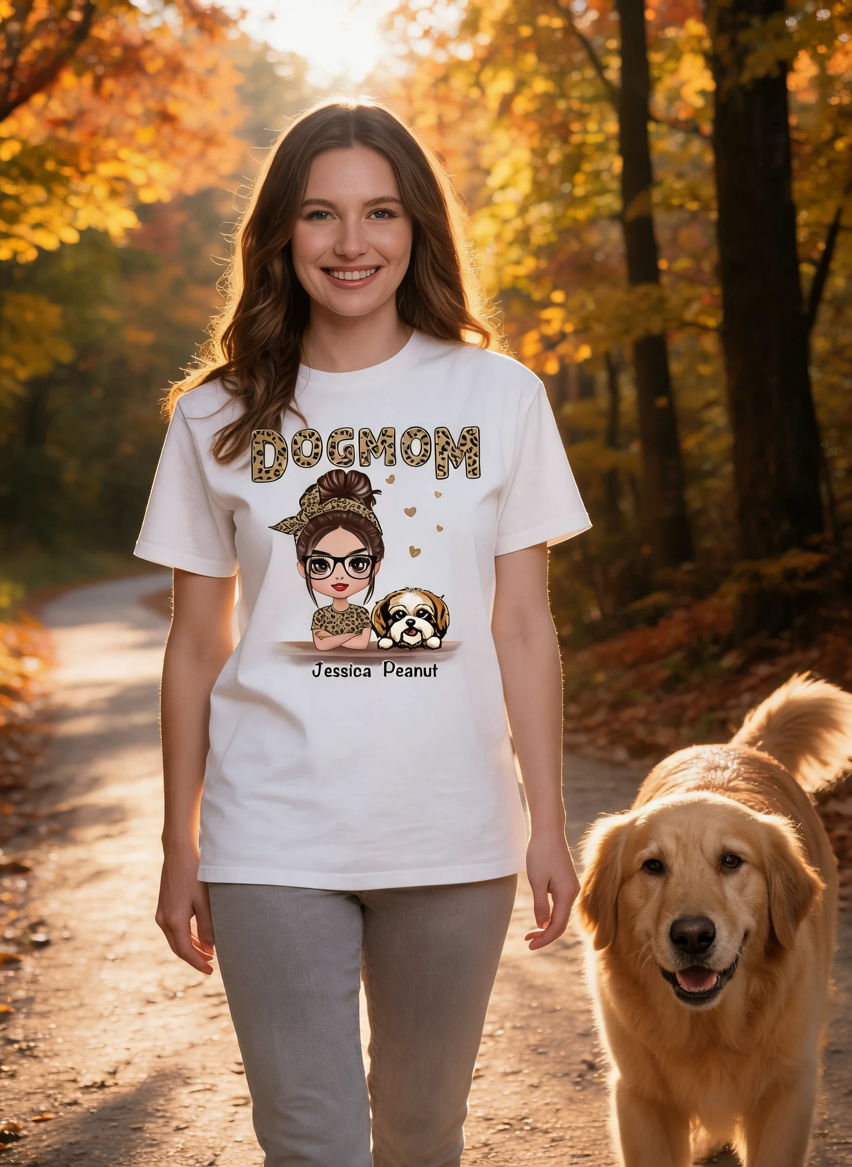 Camiseta de leopardo muñeca mamá de perro camiseta personalizada — Blanco