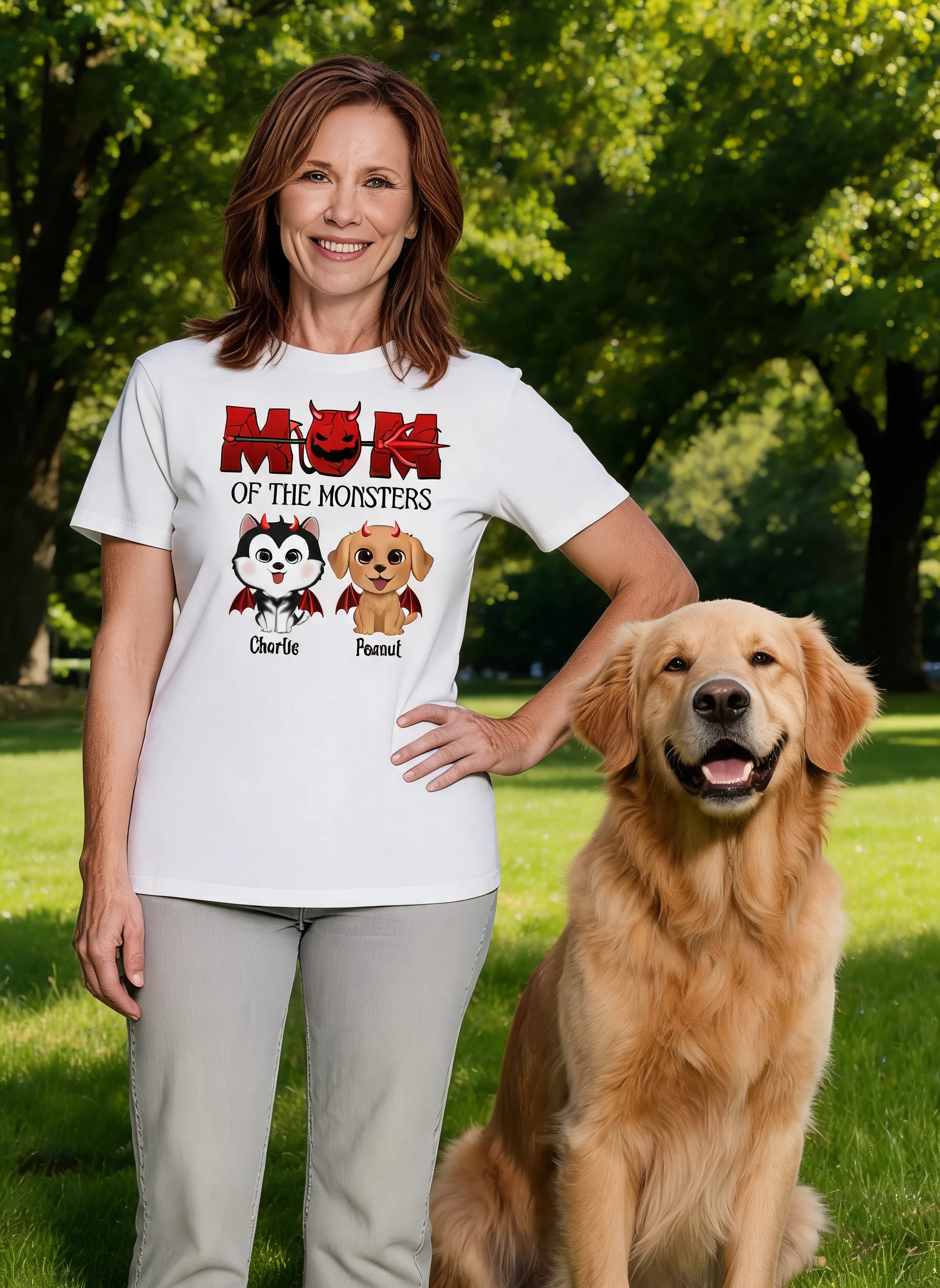 Mom Of The Monsters Halloween Watercolor Cute Dogs Personalized Shirt — White