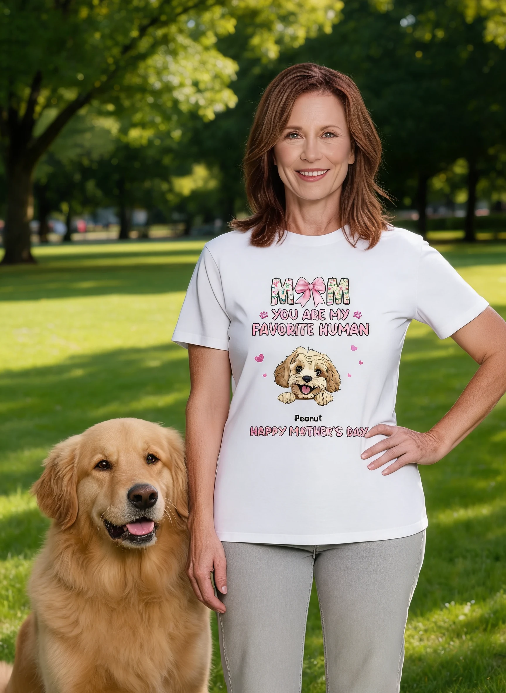 Mom You're My Favorite Human Happy Mother's Day Personalized Shirt For Dog Moms — White