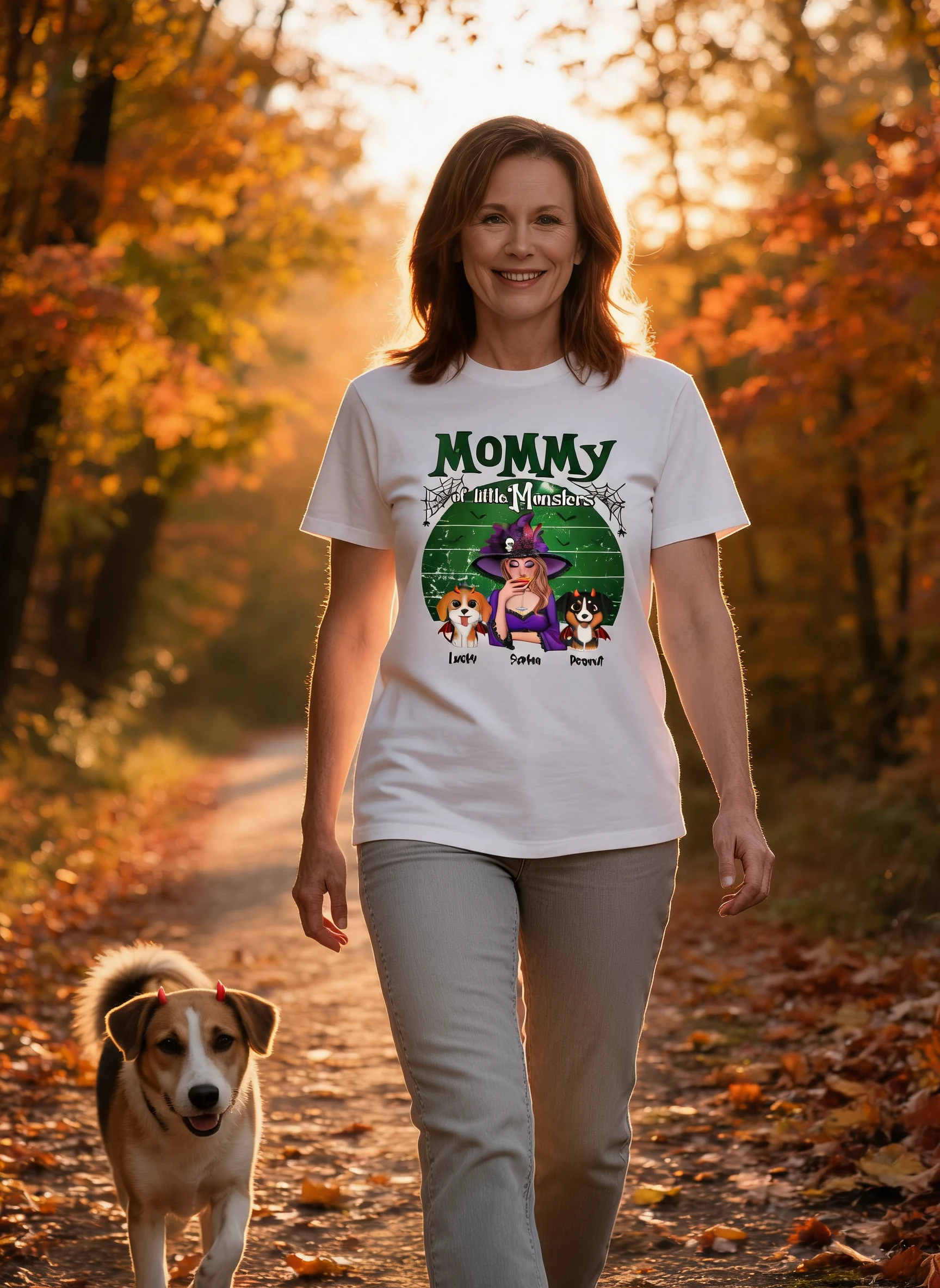 Mommy Of The Monsters Halloween Green Retro Personalized Shirt — White