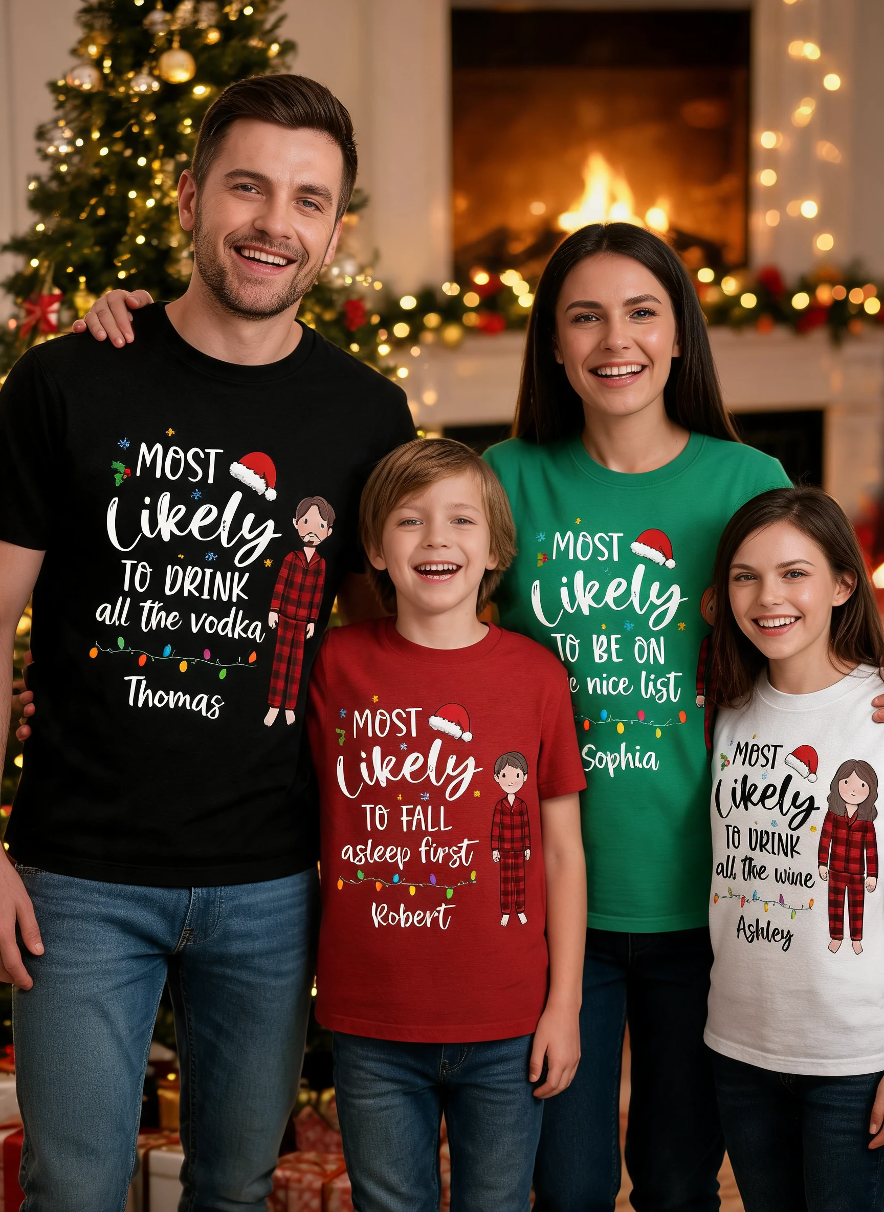Most Likely Family Christmas Quote Personalized Custom Christmas Matching Shirt, Family Shirt, Christmas Funny Shirt — White
