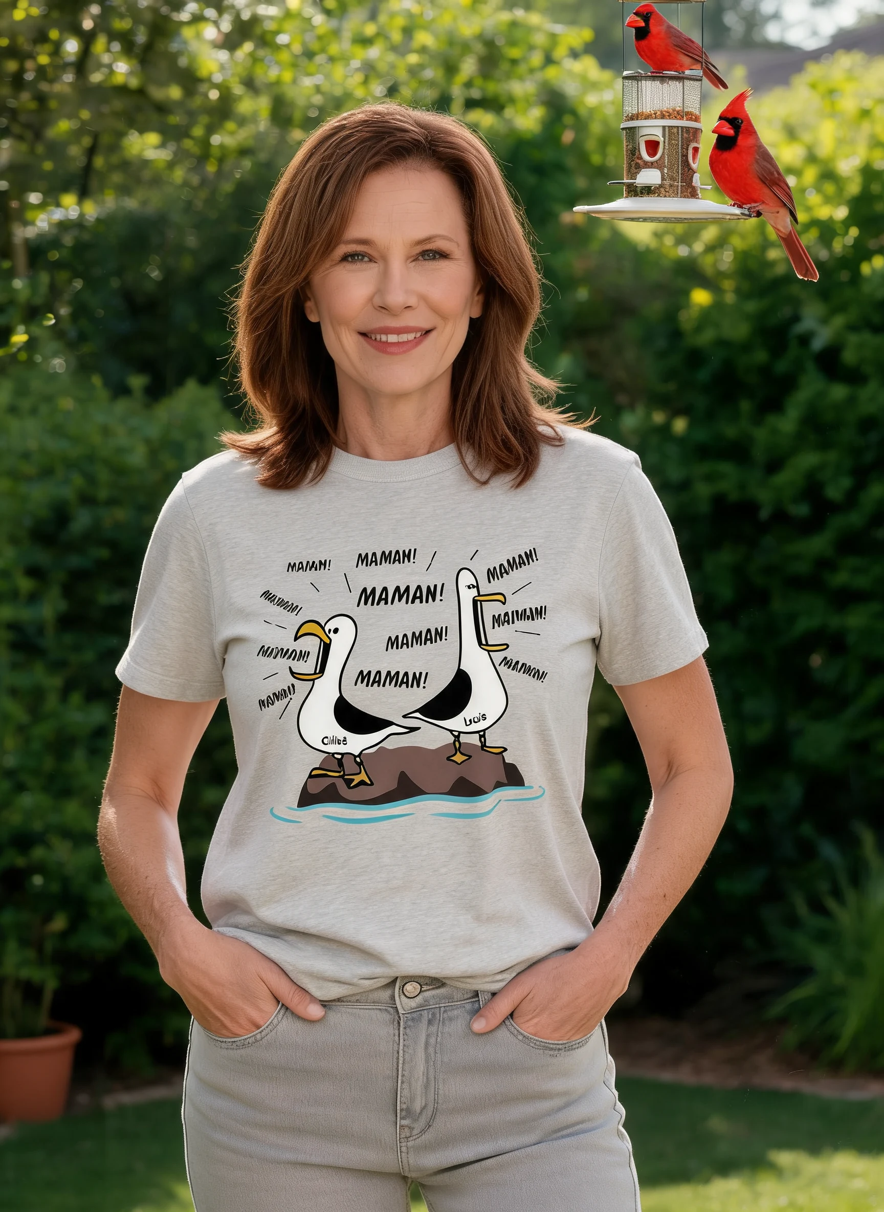 Mouettes Maman! Maman! Maman! – T-shirt Personnalisé – Cadeau Rigolo pour la Fête des Mères — White