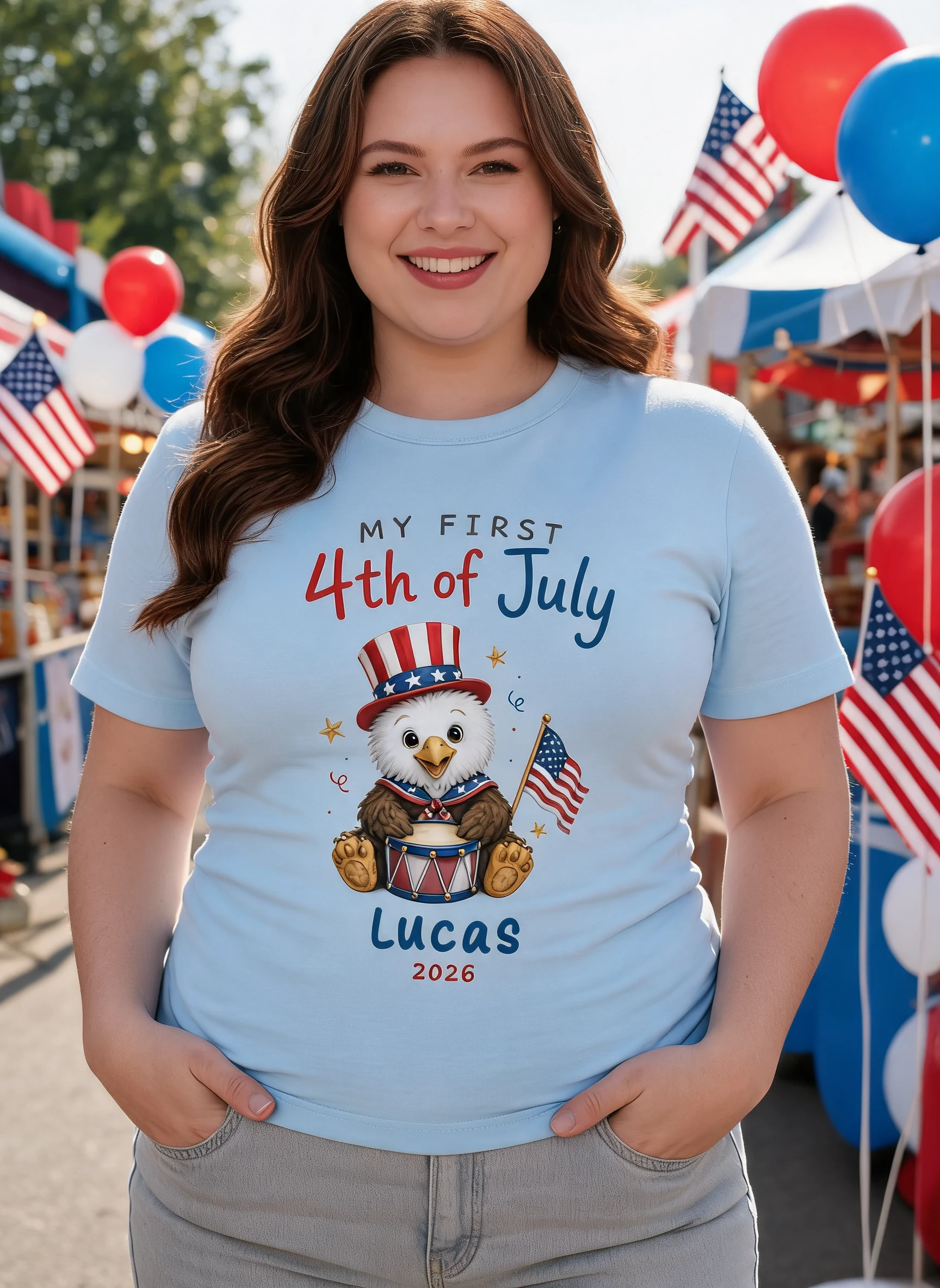 Mi Primer 4 de Julio - Ropa Personalizada para Bebé - Recuerdo del 4 de Julio para Bebé — Azul Claro