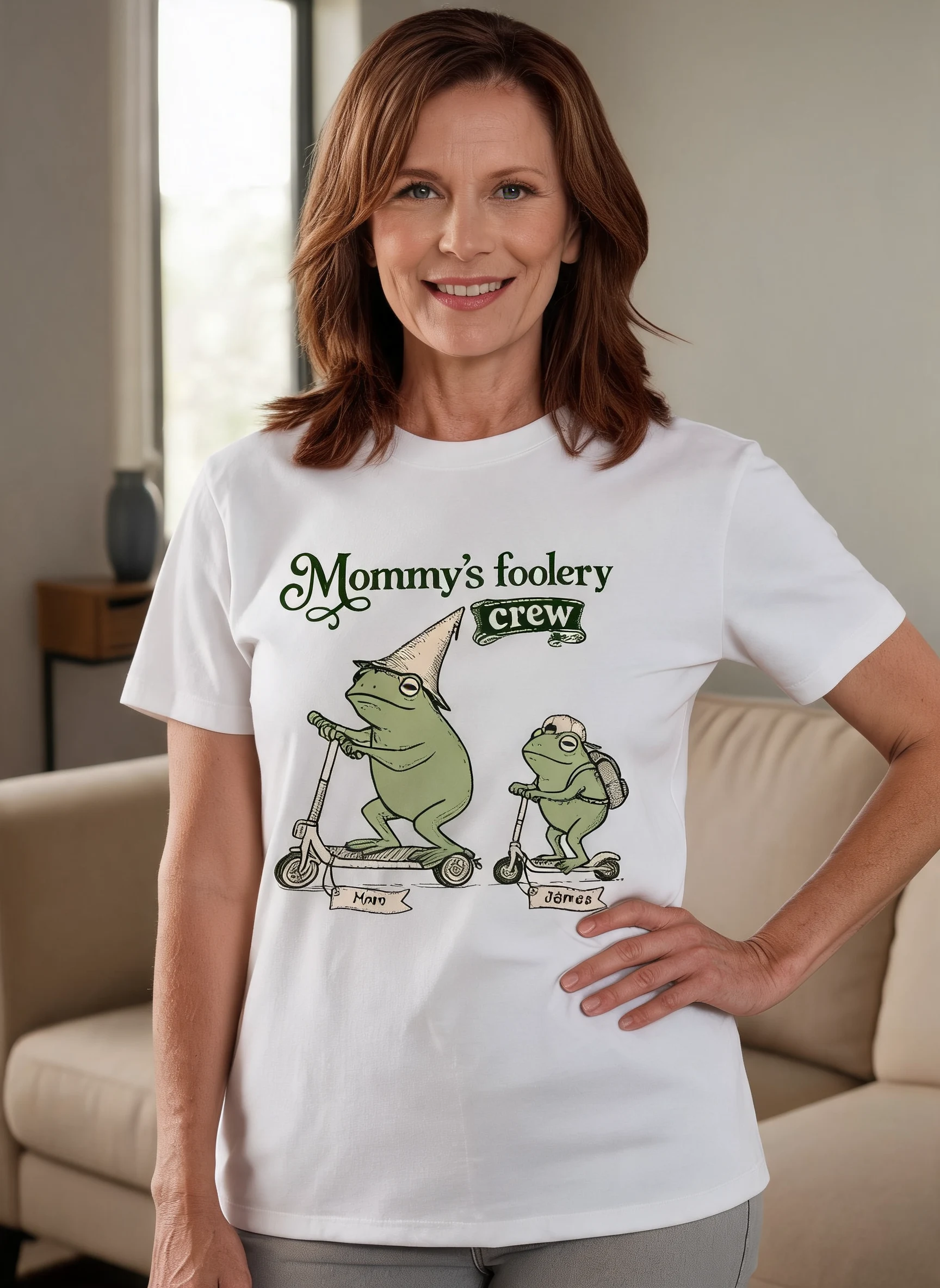 Off To Commit Mom Foolery Cottagecore Frog Mom & Kids - Personalized Shirt - Funny Gift For Mom, Wife — White