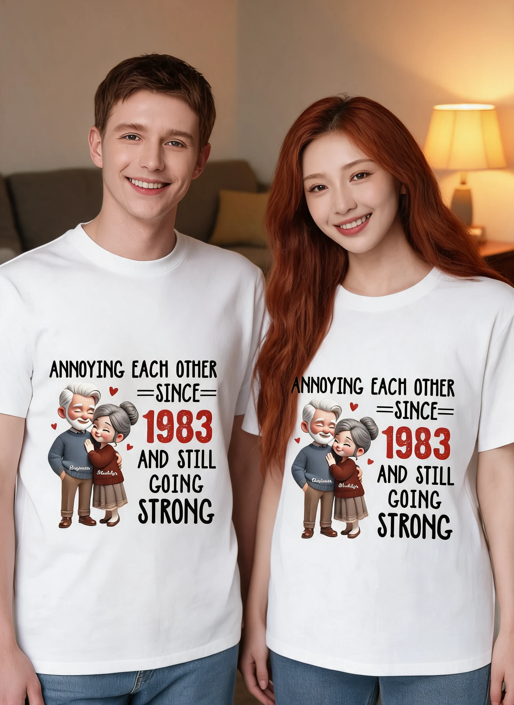 Old Couple Annoying Each Other Personalized Shirt, Gift for him, Gift for her — White