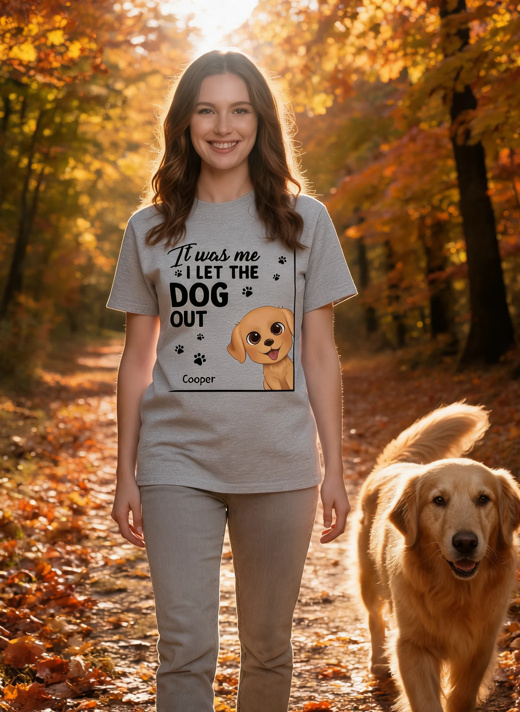 Chiens Mignons En Aquarelle Regardant It Was Me I Let The Dogs Out T-shirt Personnalisé — Gris Sport