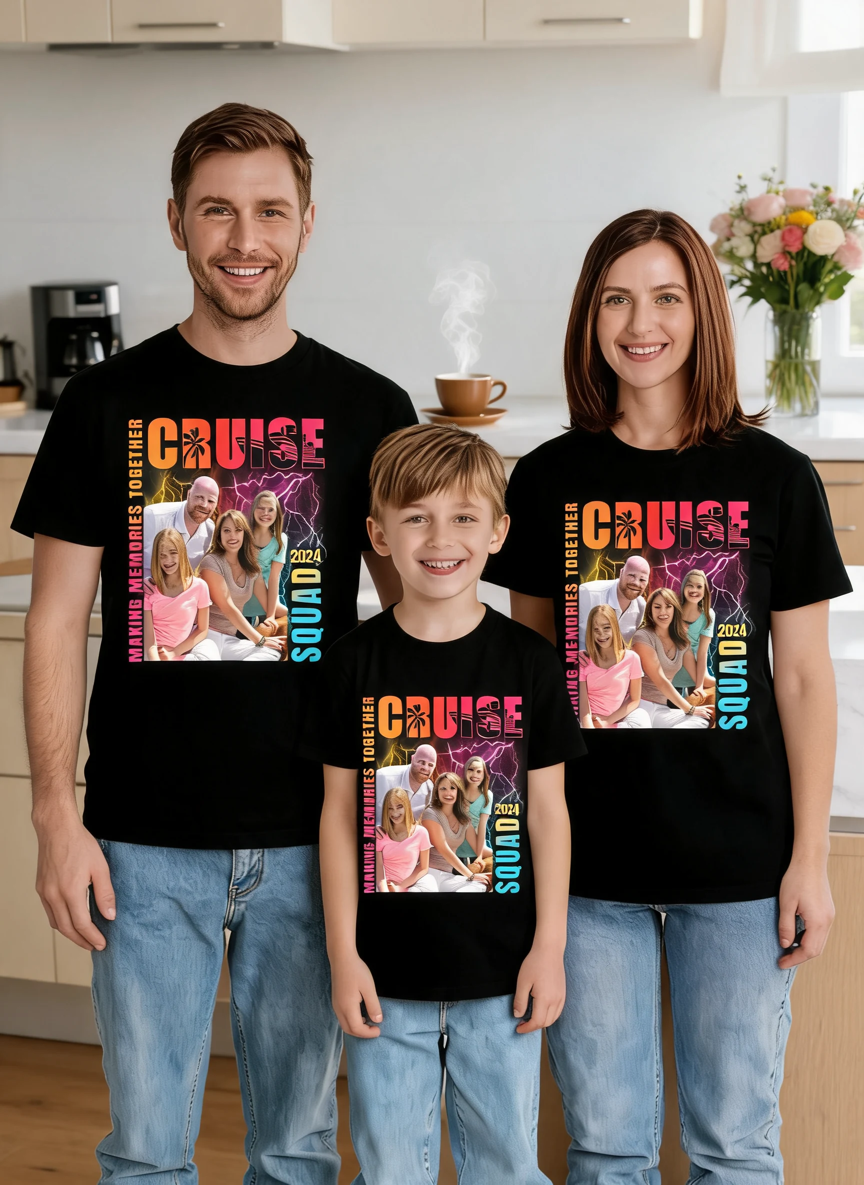 Personalized Cruise Squad 2024 Shirt Caribbean Cruise, Matching Shirts Family Cruise Crew, Summer Vacation Bootleg Tee — Black