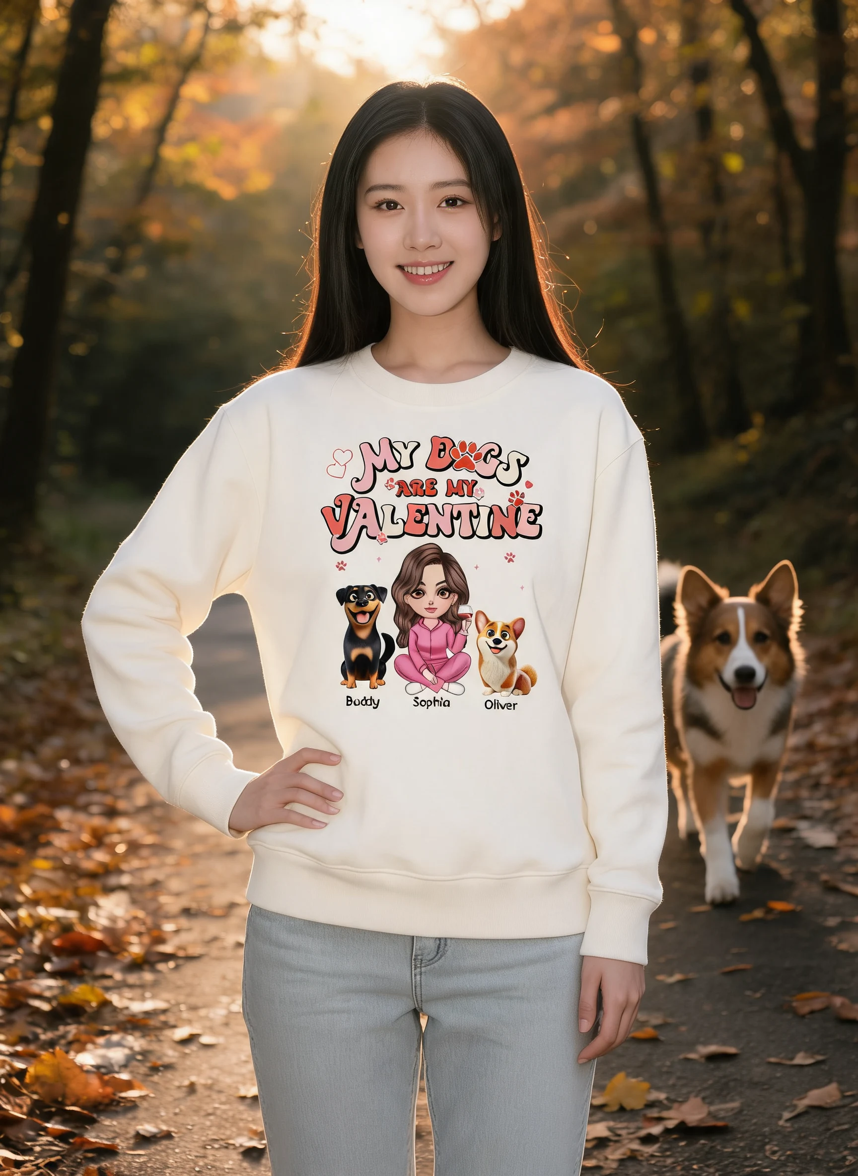 Personalized Shirt For Dog Mom, My Dogs Are My Valentine — Sand