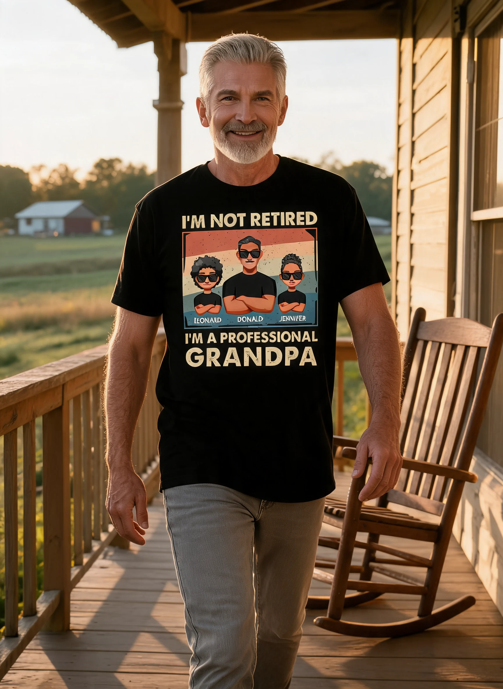 Professional Grandpa Retro Personalized Shirt, Gift For Grandpa — Black