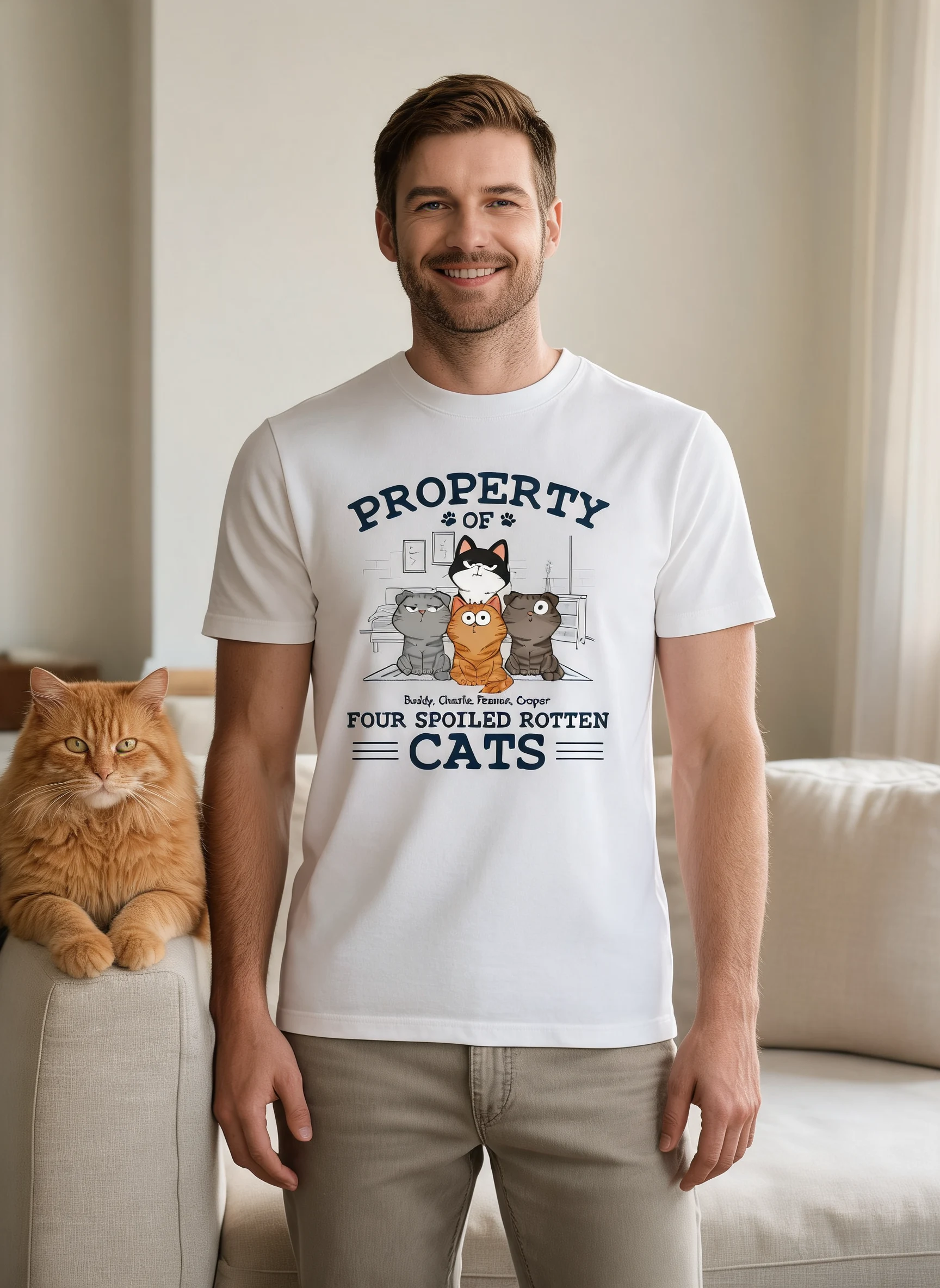 Property Of Spoiled Rotten Cats Funny Cats Expressions Personalized Shirt — White