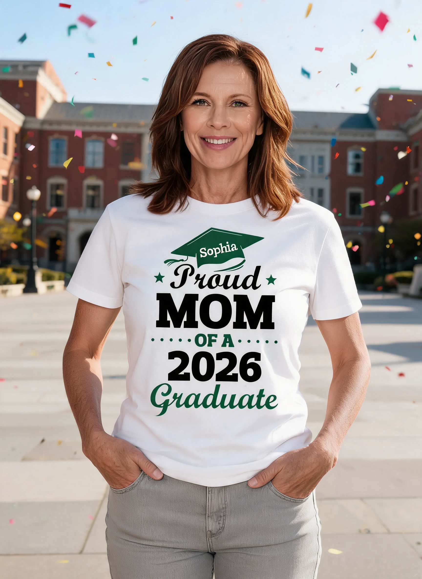 Proud Family Of Graduate Graduation Senior Mom Dad Grandma Grandpa Personalized Shirt — White