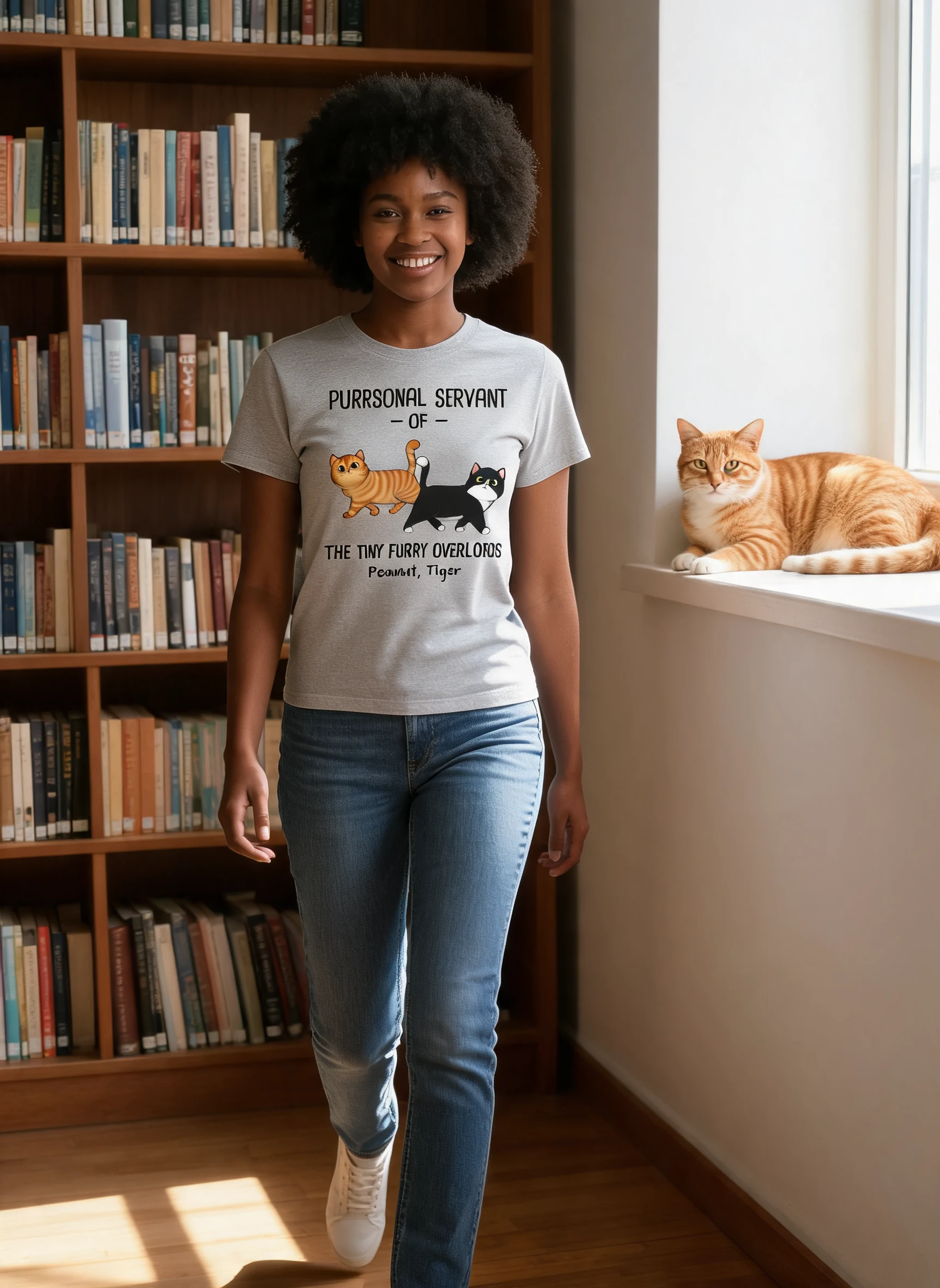 Purrsonal Servant Of Walking Fluffy Cats Personalized Shirt — Sport Grey