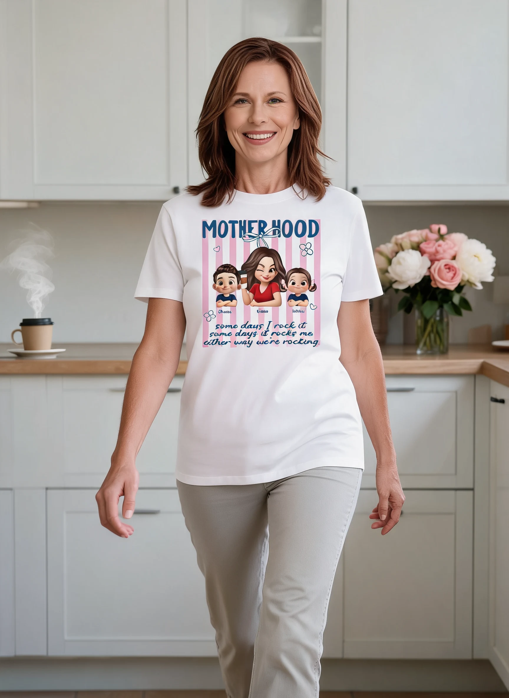 Rockin' the Motherhood - Personalized Shirt - Mother's Day Gift for Mom, Wife — White