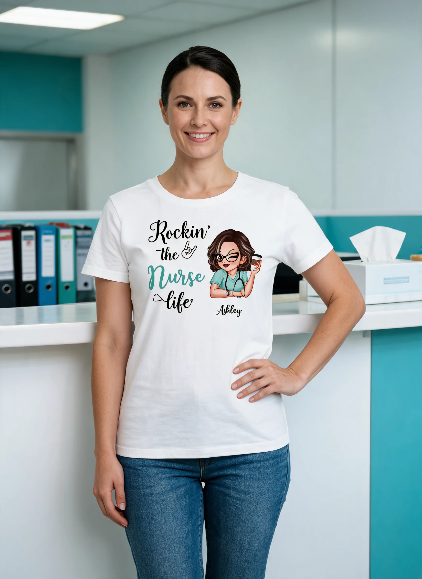 Rockin' The Nurse Life Personalized Shirt, Cool Gift For Nurse — White