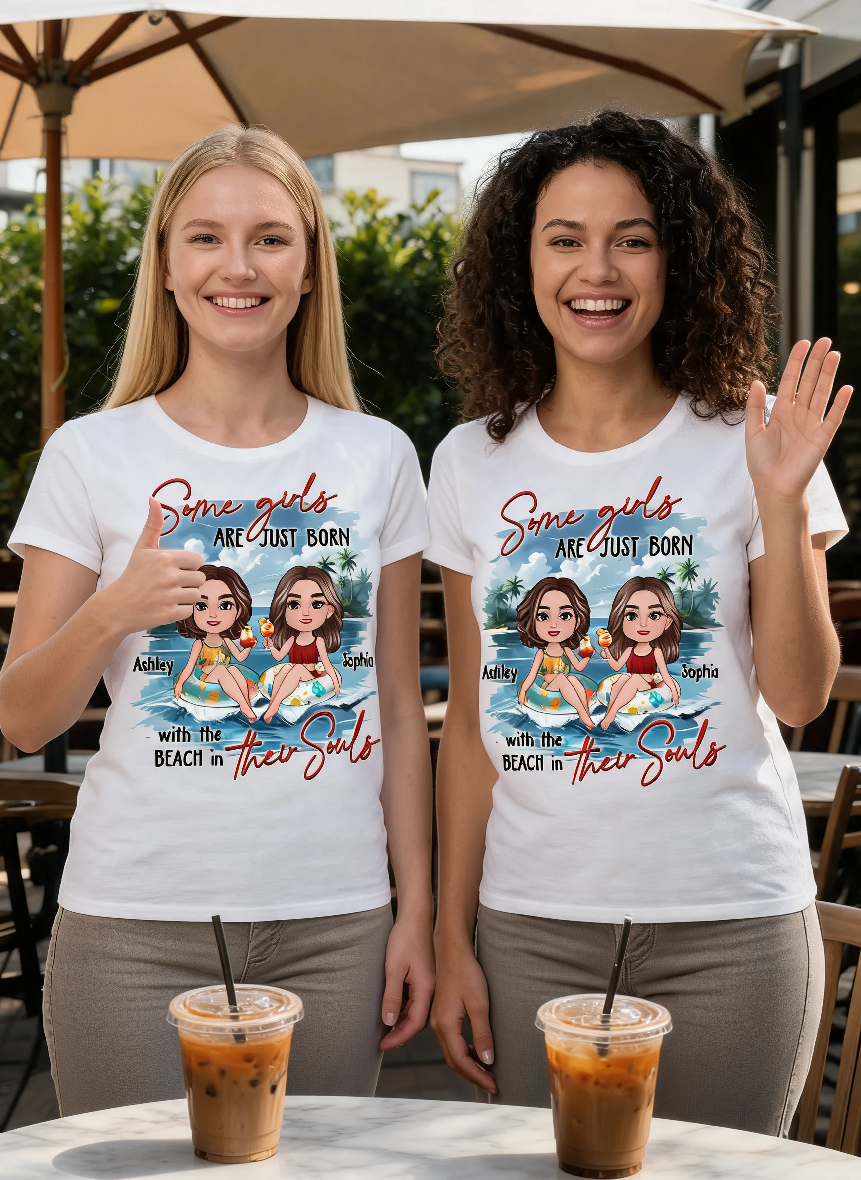 Summer Besties Chillin' On Beach Personalized Shirt — White