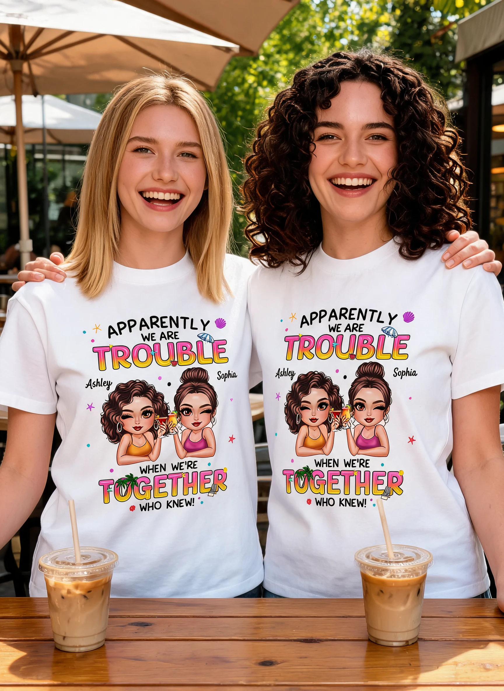 Summer Besties Sassy Women Personalized Shirt — White