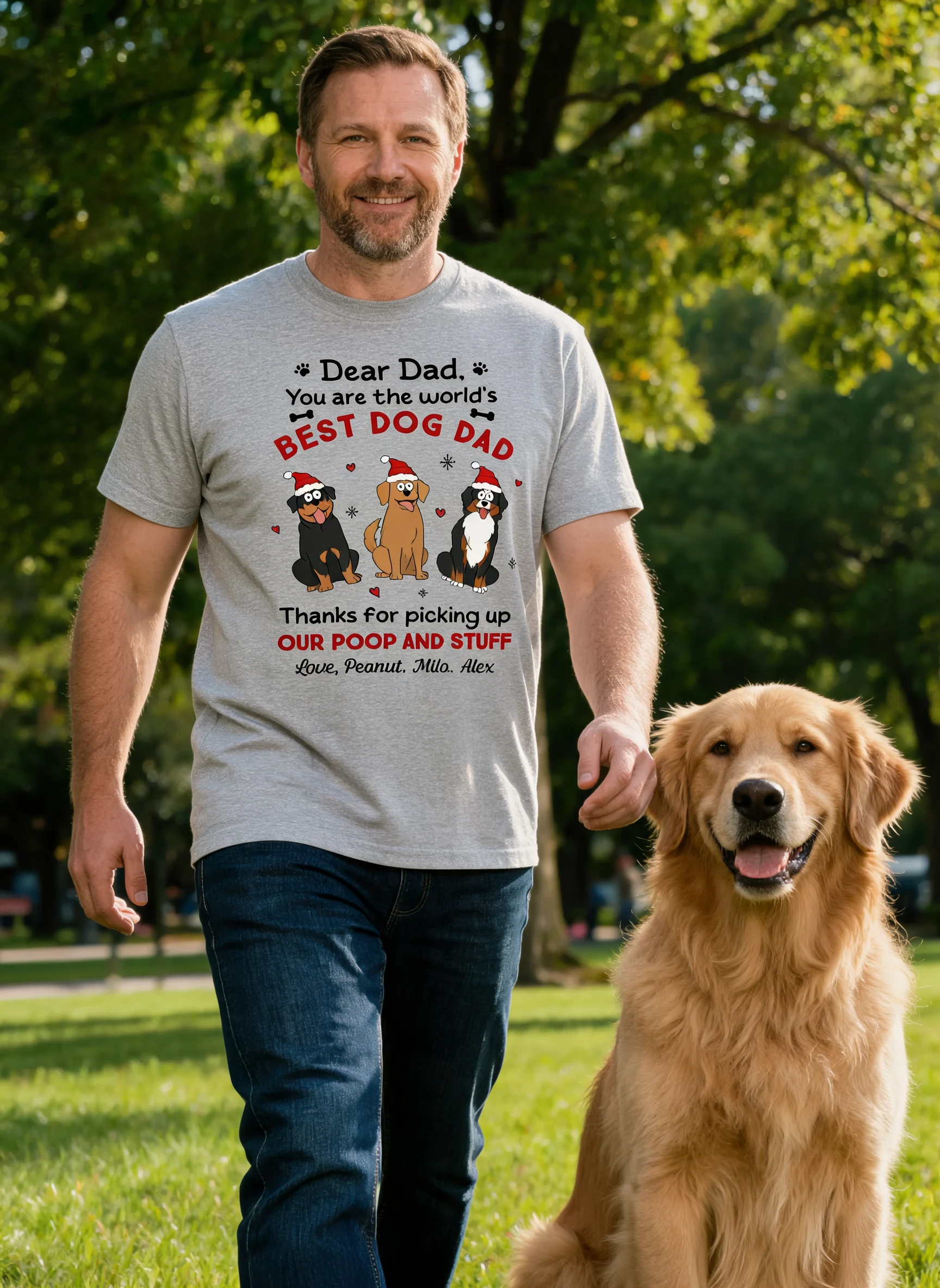 Thank You World's Best Dog Dad Funny Dog Cartoon Personalized Shirt — Sport Grey