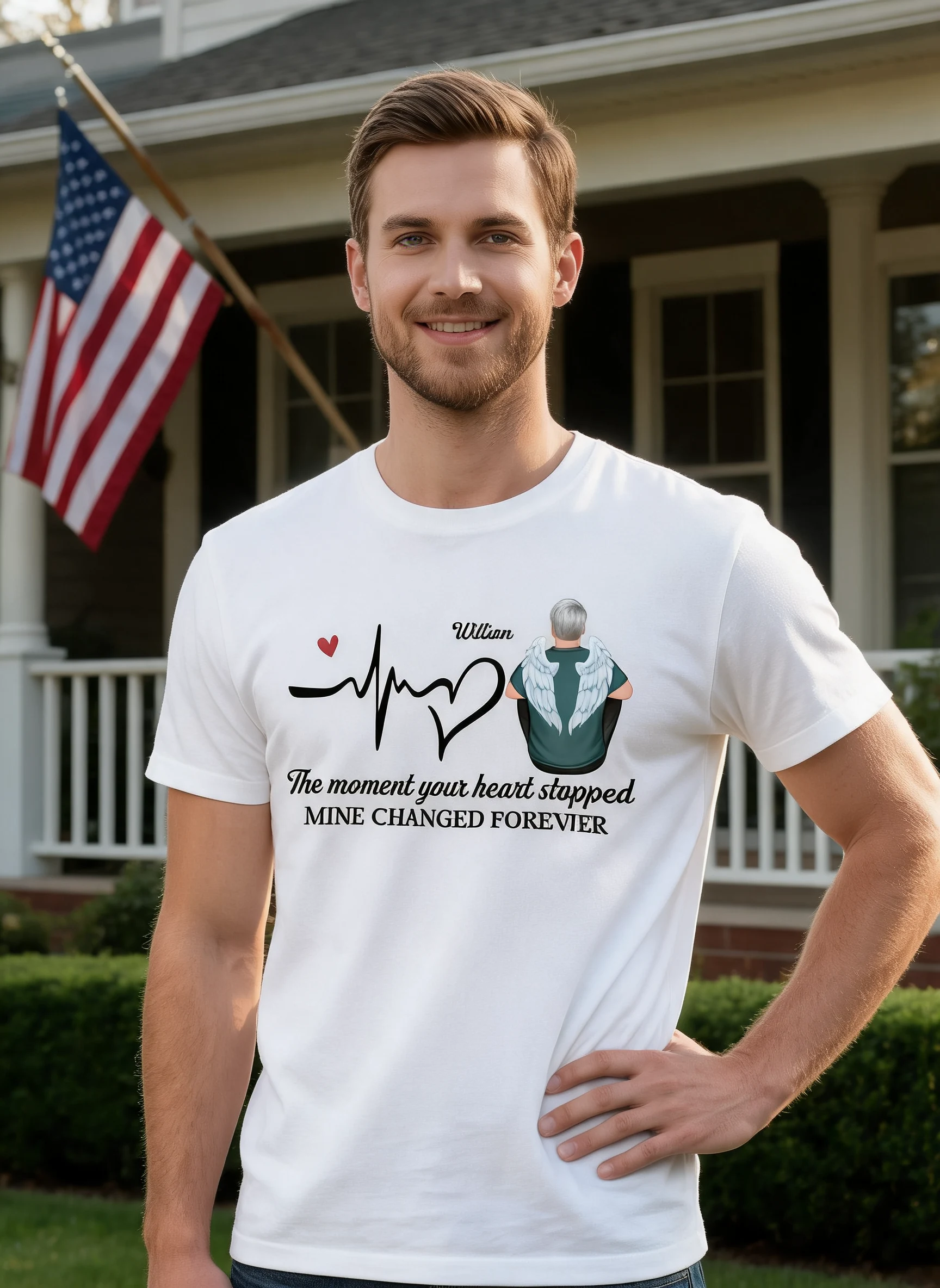 The Moment Your Heart Stopped Memorial Personalized Shirt β White